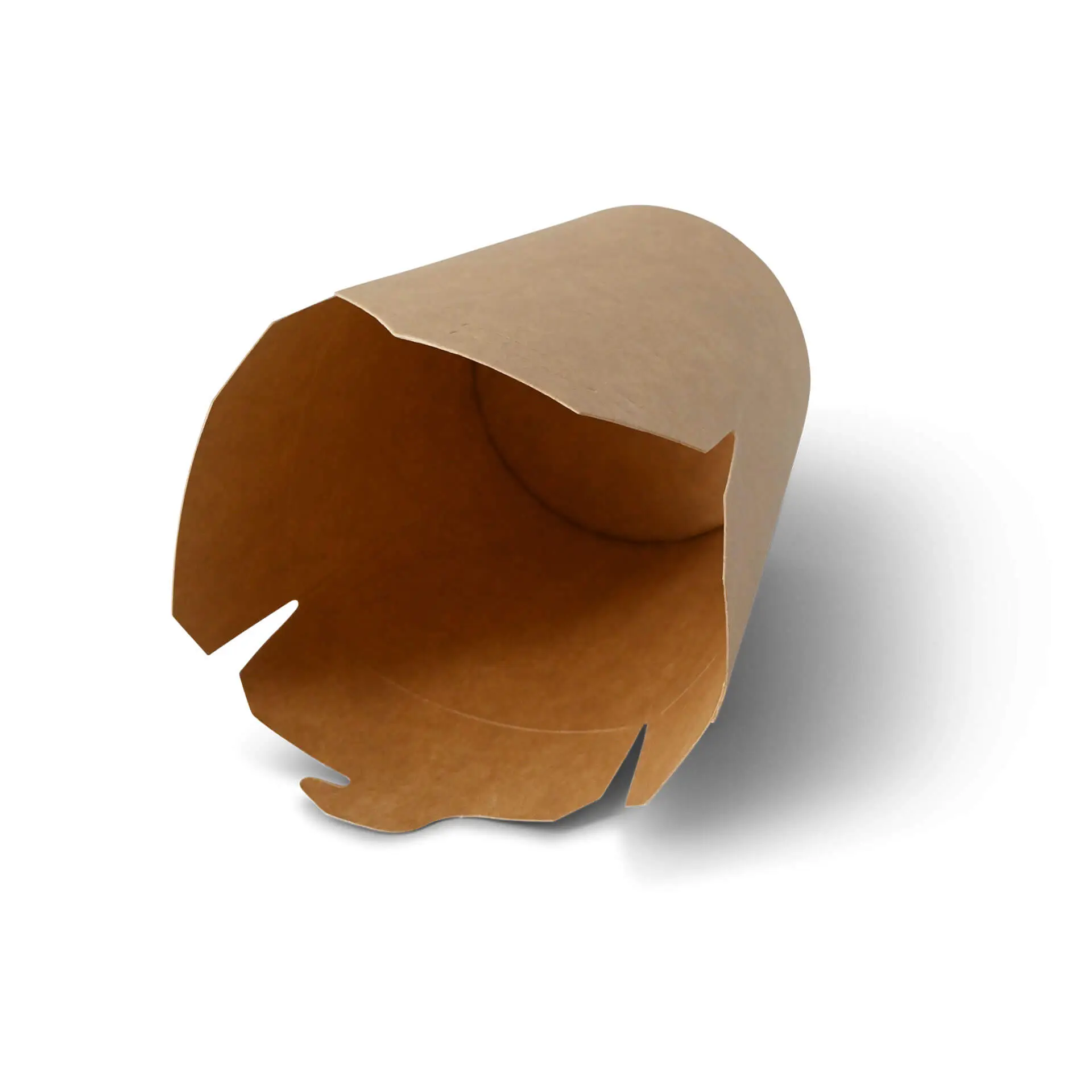 Jedna pudełko na makaron z papieru kraft z wewnętrzną powłoką PLA; zaprojektowane do potraw bogatych w sos, takich jak noodle i curry.