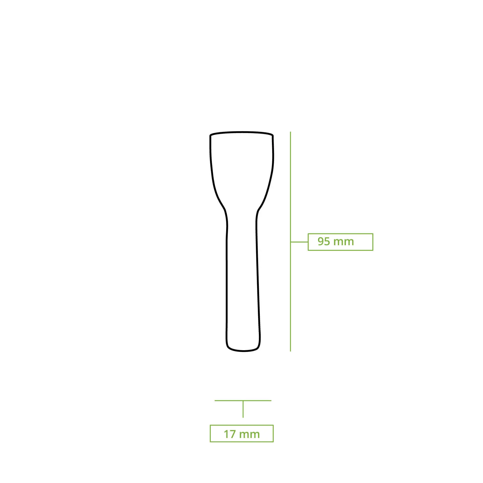Drewniana łyżka do lodów, 95 mm długości i 17 mm szerokości; solidna, biodegradowalna konstrukcja do łatwego nabierania.
