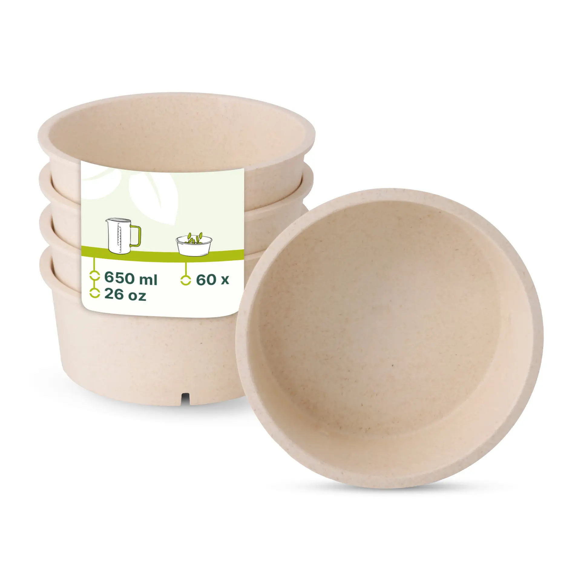 Wielorazowe miski "merways Bowl®" 650 ml, Ø 150 mm, Orzechowe / kremowo-białe