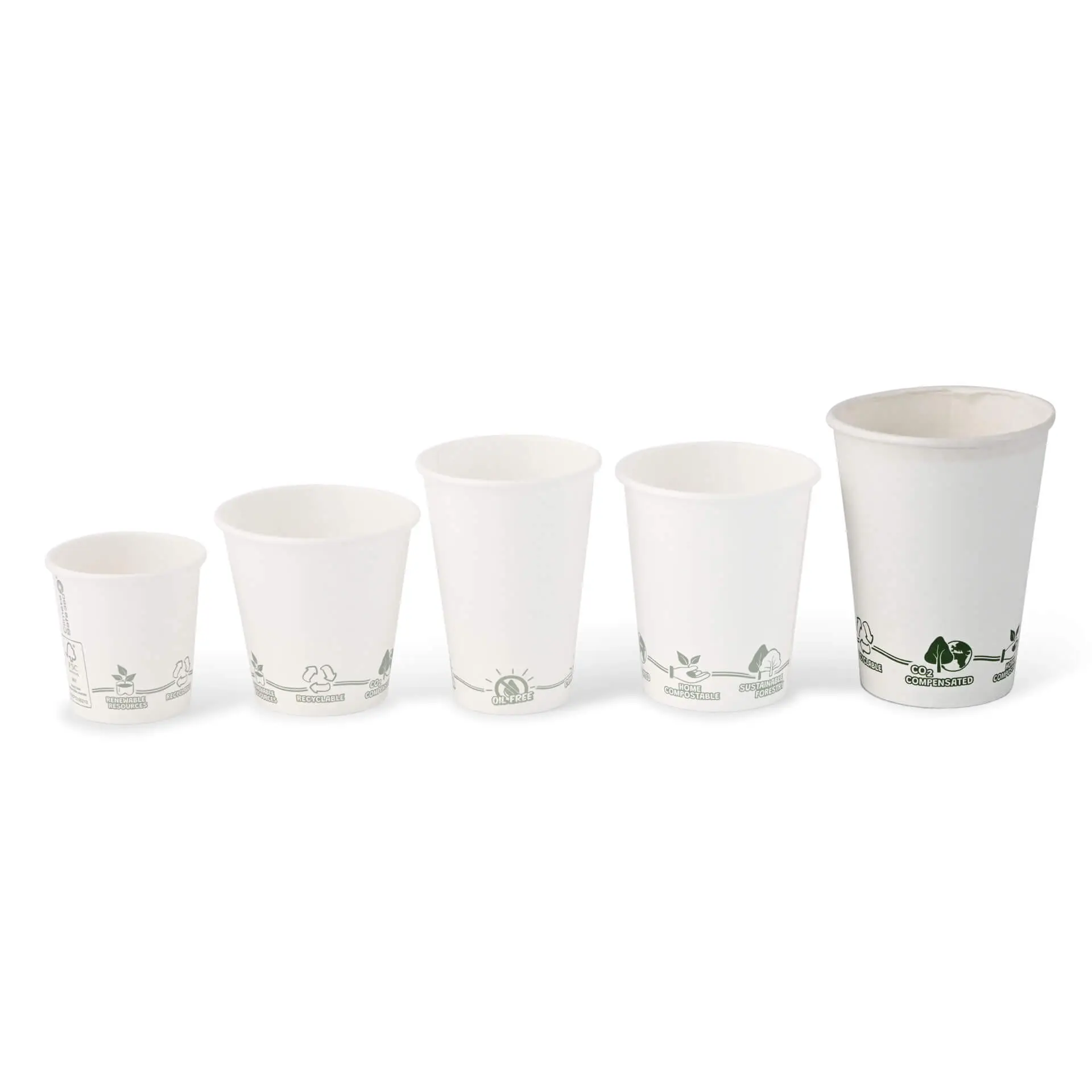 Kubek papierowy 300 ml / 12 oz, Ø 90 mm, z nadrukiem „EcoUp©”, jednowarstwowy, biały, powlekany PLA