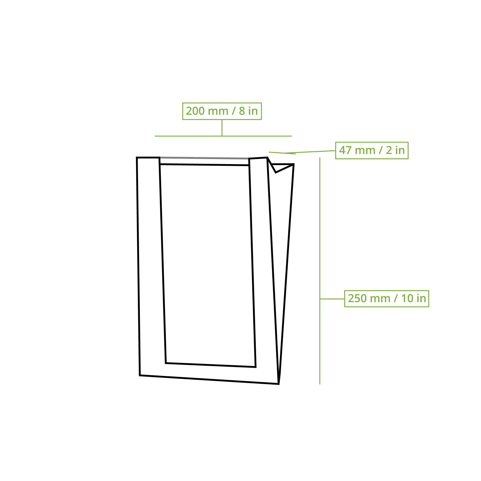 Płaska torba papierowa z okienkiem S, 20 x 5 x 25 cm, brązowa