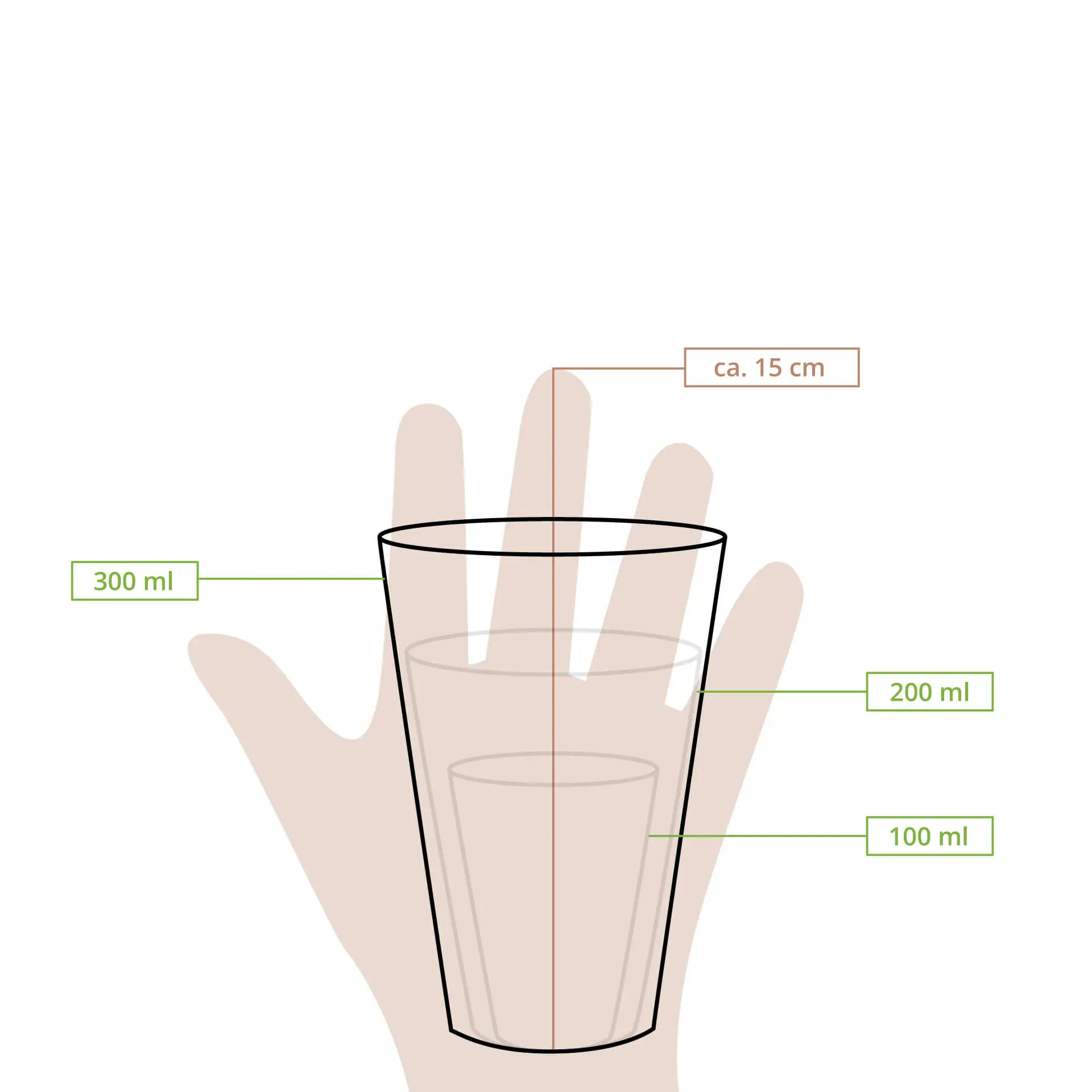 Czarny jednowarstwowy kubek papierowy, pojemność 300 ml, z oznaczeniami miar dla 100 ml, 200 ml i 300 ml.