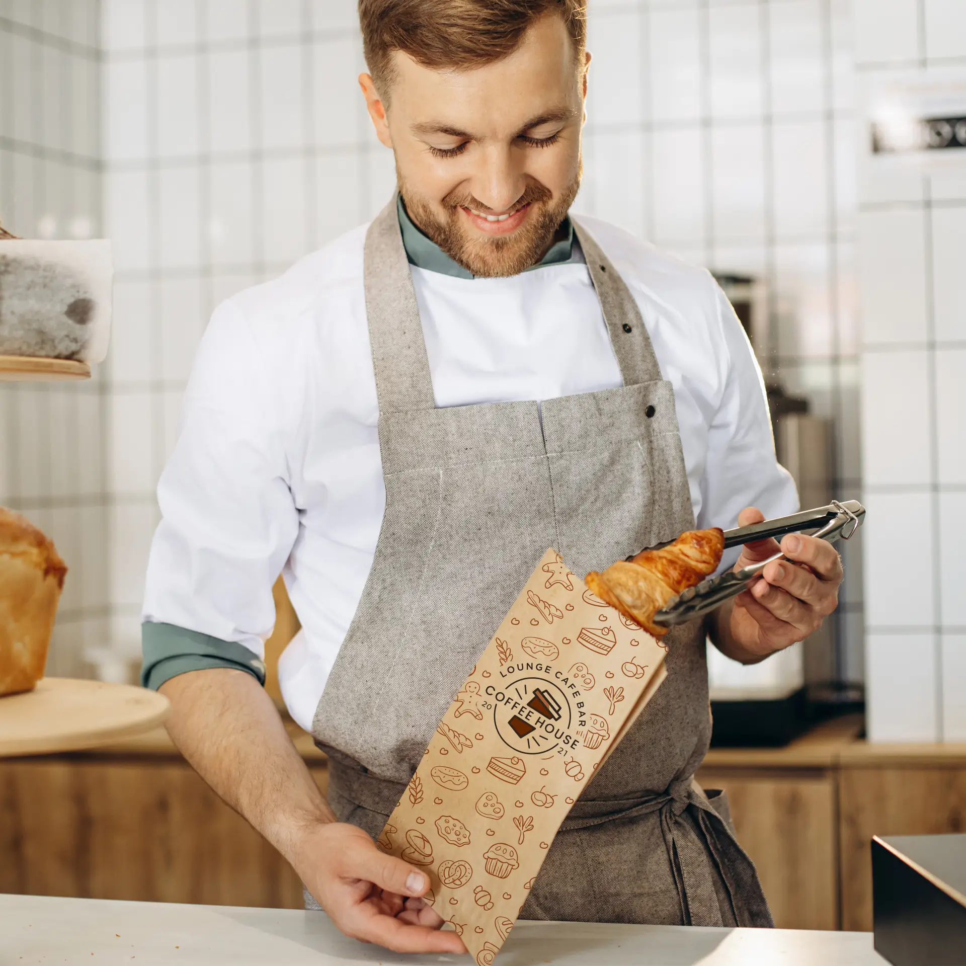 Brötchentüten bedruckt, braun, 10 x 5 x 19 cm