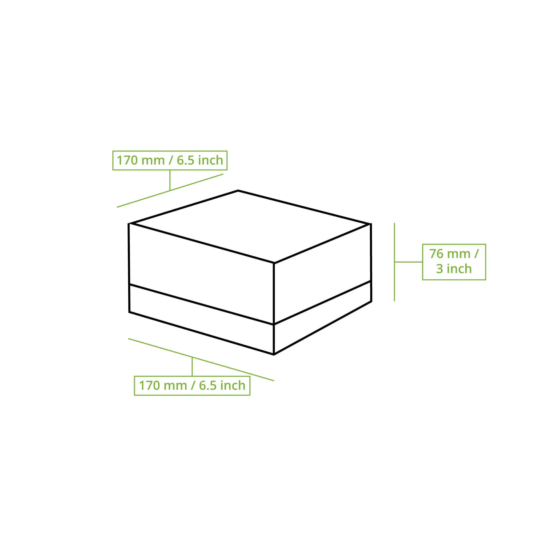 4-częściowe białe pudełko na babeczki z oknem z celulozy; wymiary 170 mm x 170 mm x 76 mm; biodegradowalne i certyfikowane przez FSC.