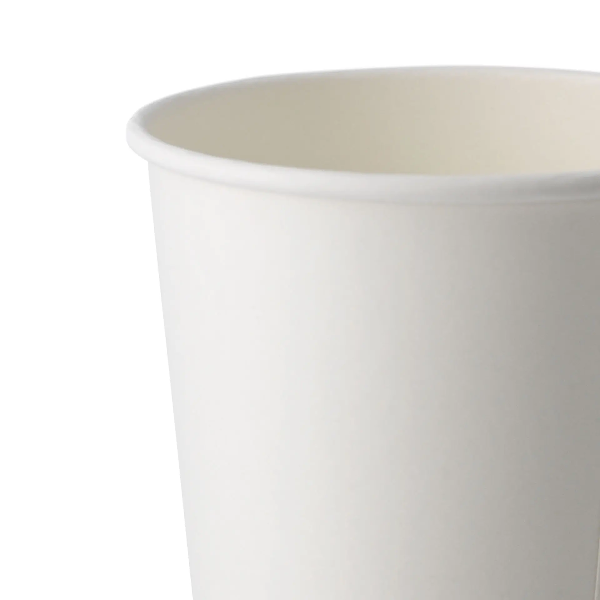 Jednowarstwowy biały kubek papierowy, 500 ml, pokryty PLA, odpowiedni do napojów gorących i zimnych.