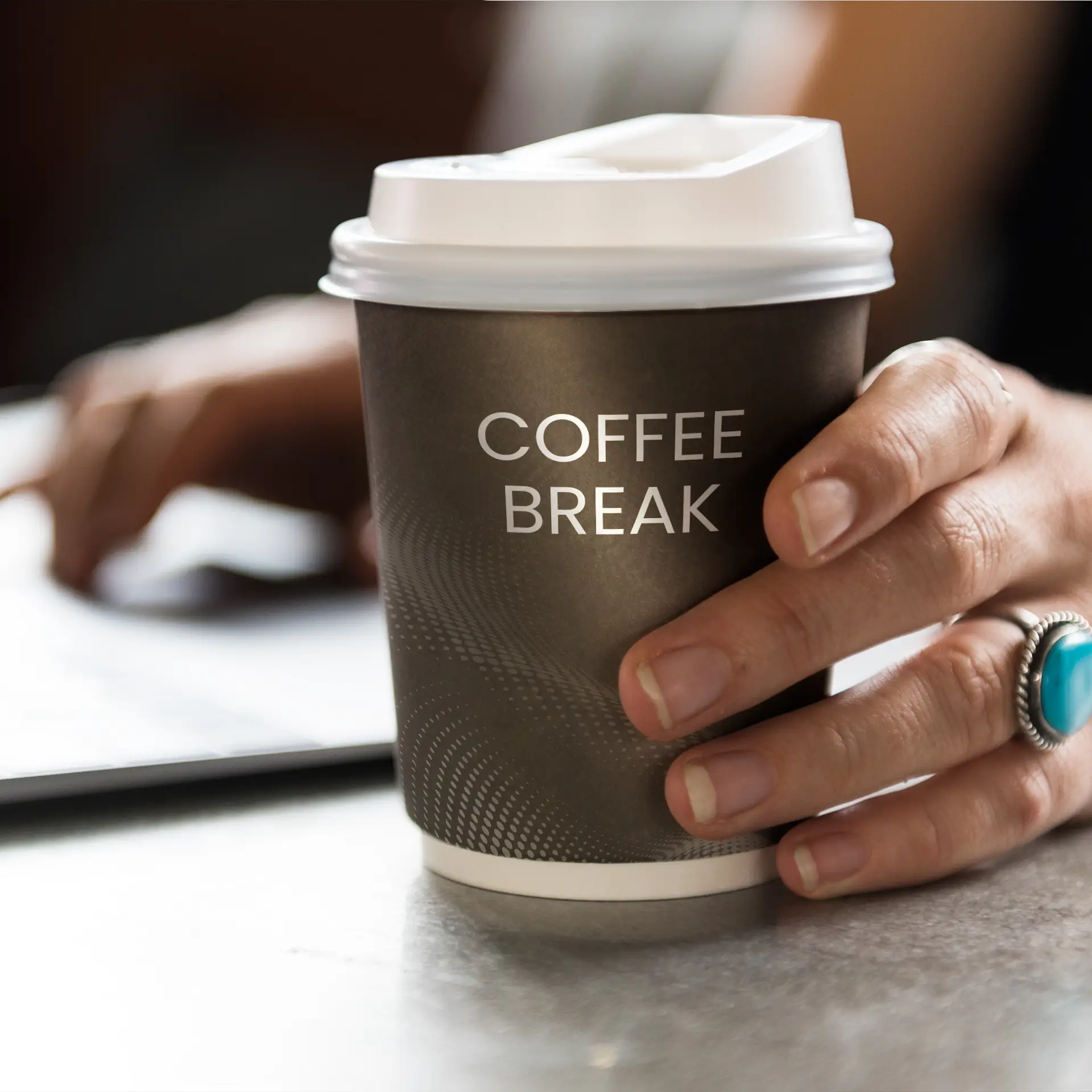 Pappbecher bedrucken (doppelwandig) 200 ml / 8 oz, doppelwandig, weiß, glänzend, PE-beschichtet