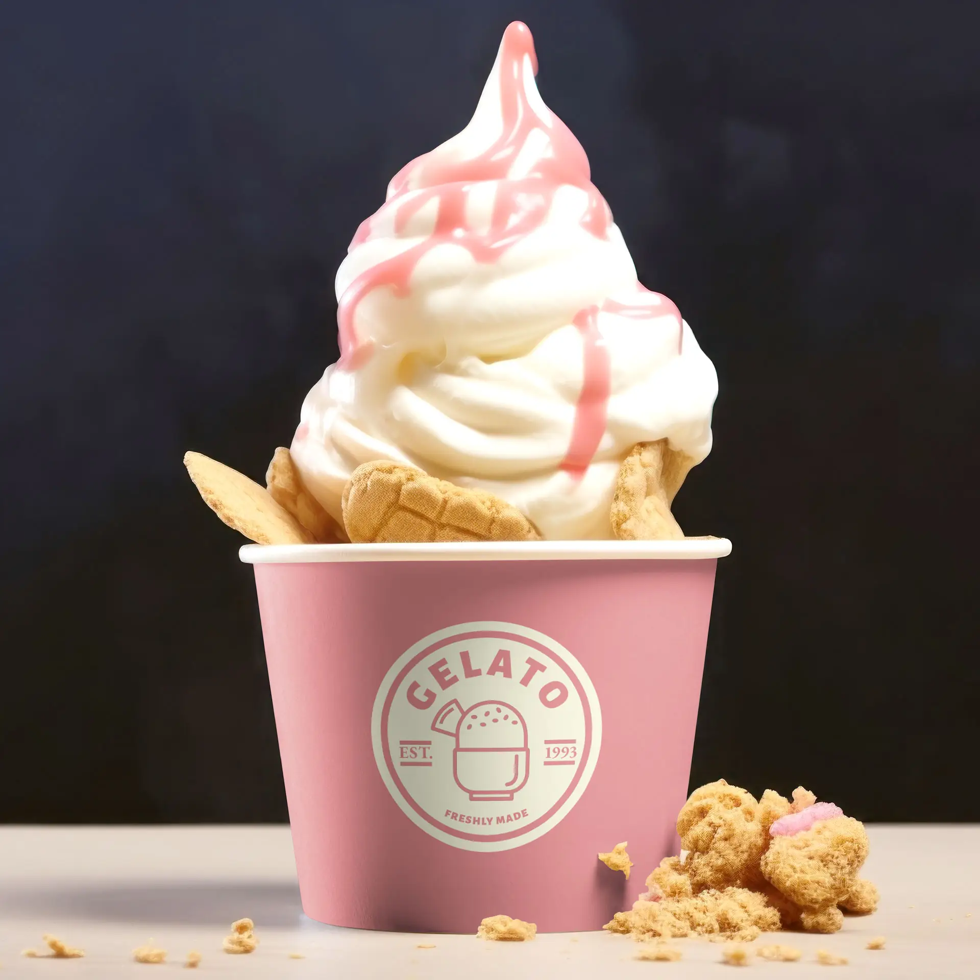 Eisbecher bedrucken, 75 ml / 3 oz, weiß, PLA-beschichtet