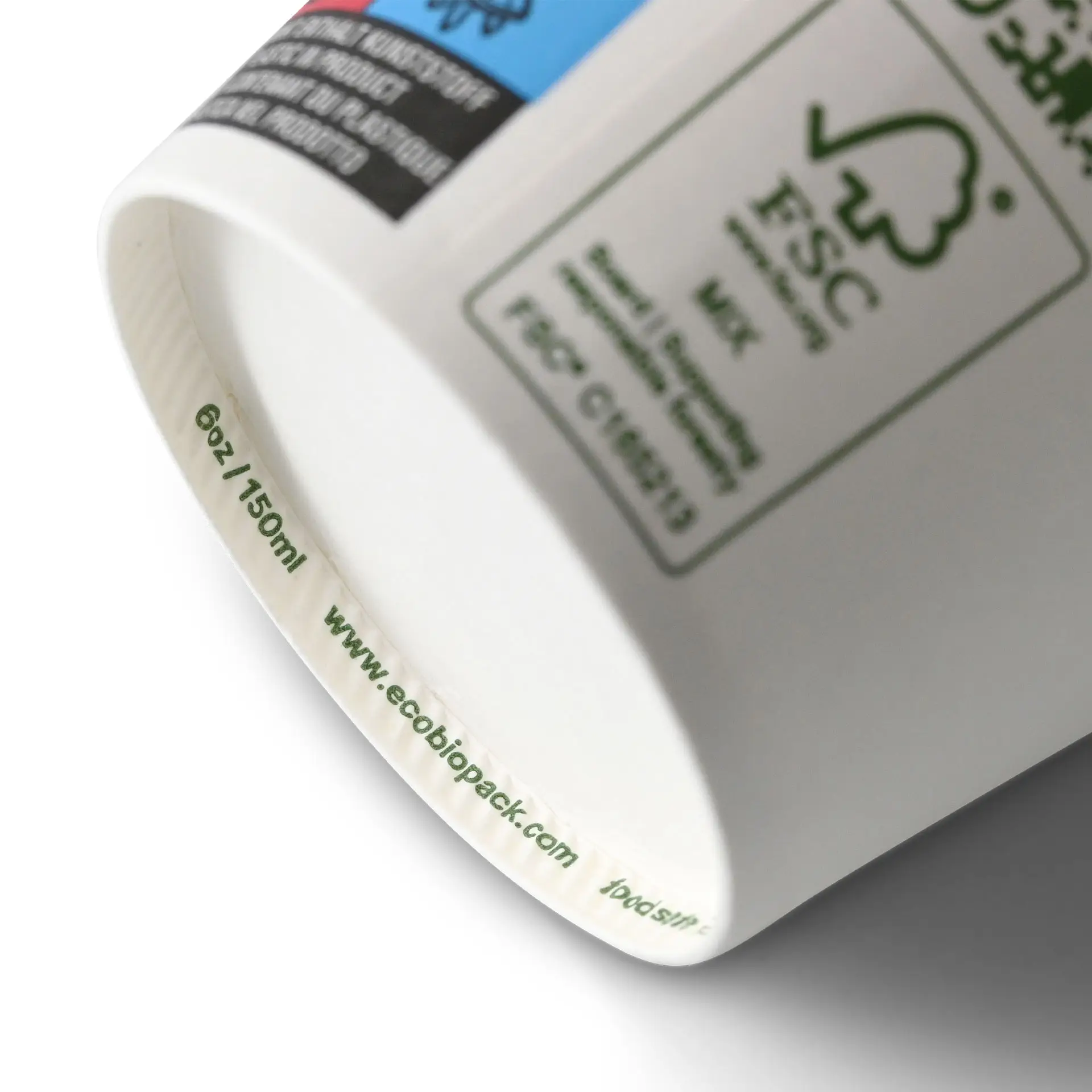 Kubek papierowy 150 ml / 6 oz, Ø 80 mm, jednowarstwowy, biały, powlekany PLA