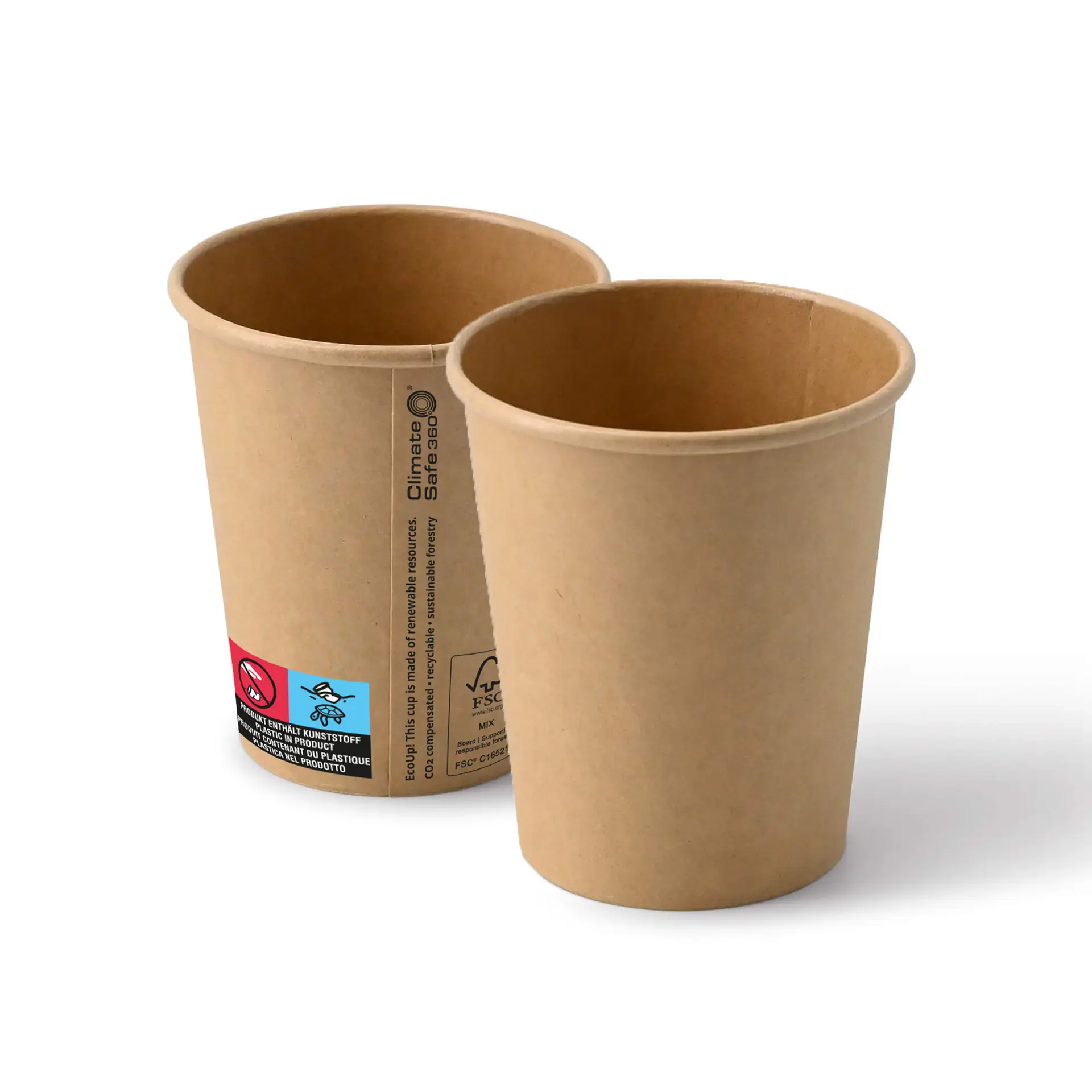 Pappbecher (beschichtet) 200 ml / 8 oz, Ø 80 mm, braun