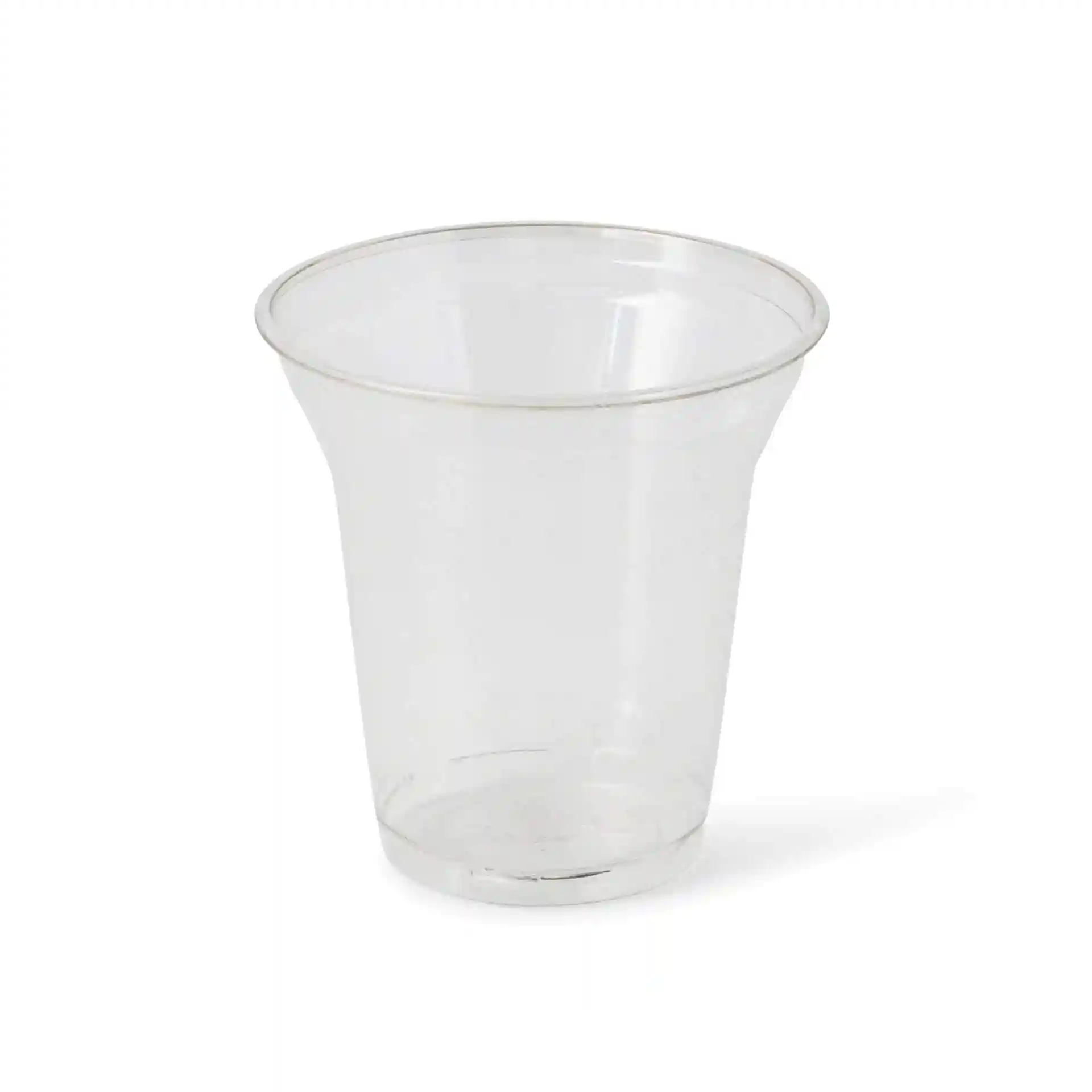 Przezroczysty kubek rPET 8 oz o średnicy 95 mm i wysokości 96 mm, z taperowanym kształtem.