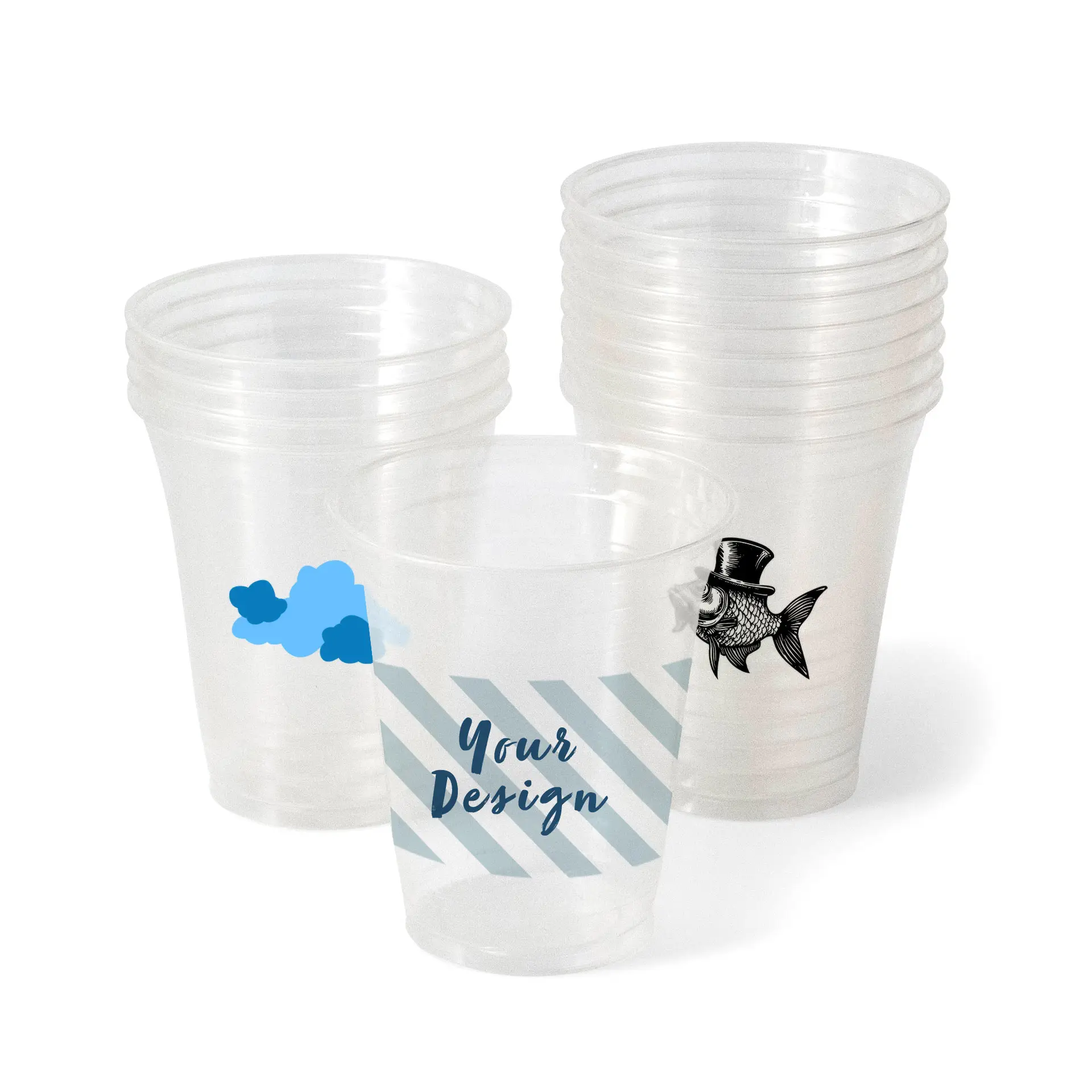 Kubki plastikowe z nadrukiem 300 ml / 12 oz, przezroczyste, PLA