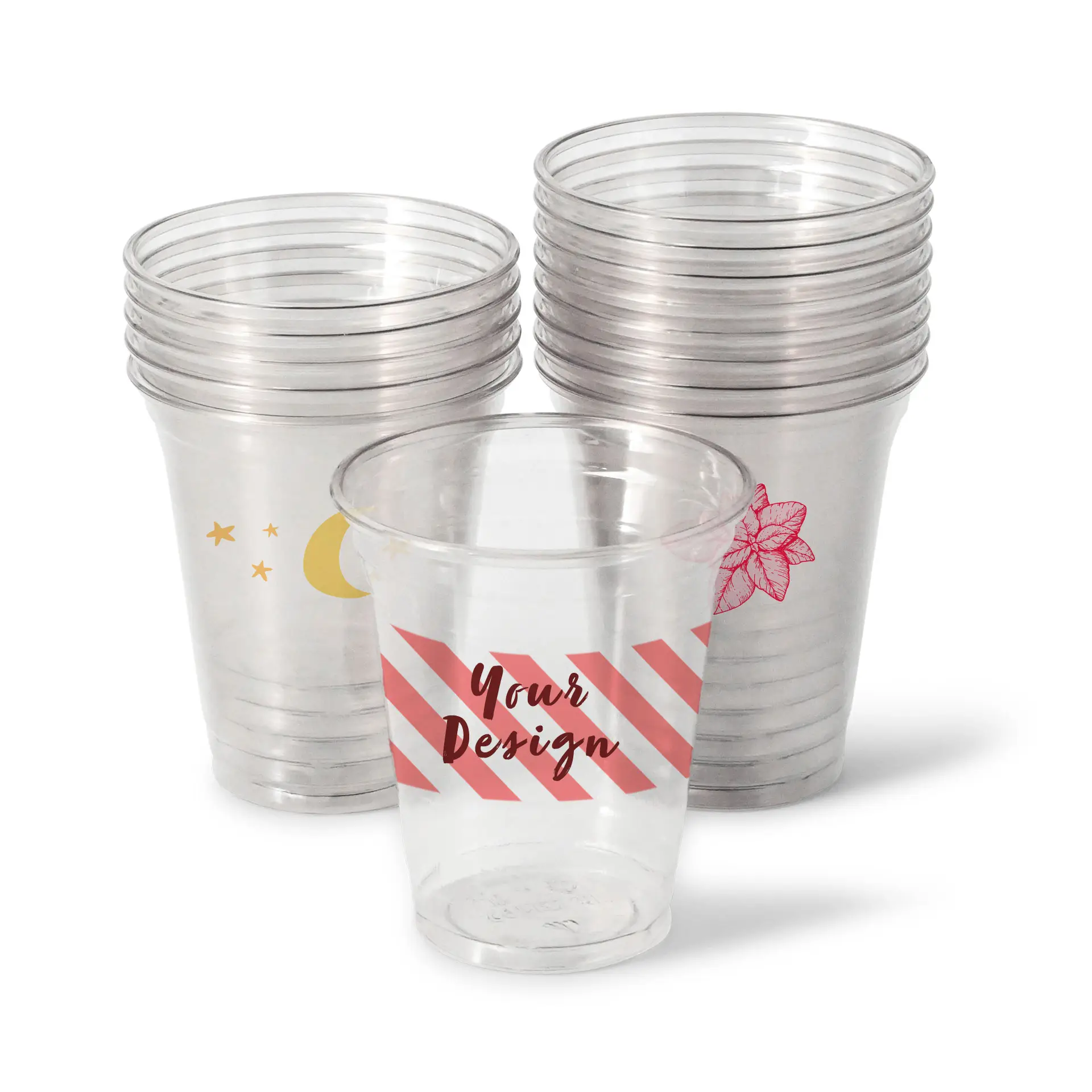 Kubki plastikowe z nadrukiem 300 ml / 12 oz, przezroczyste, rPET