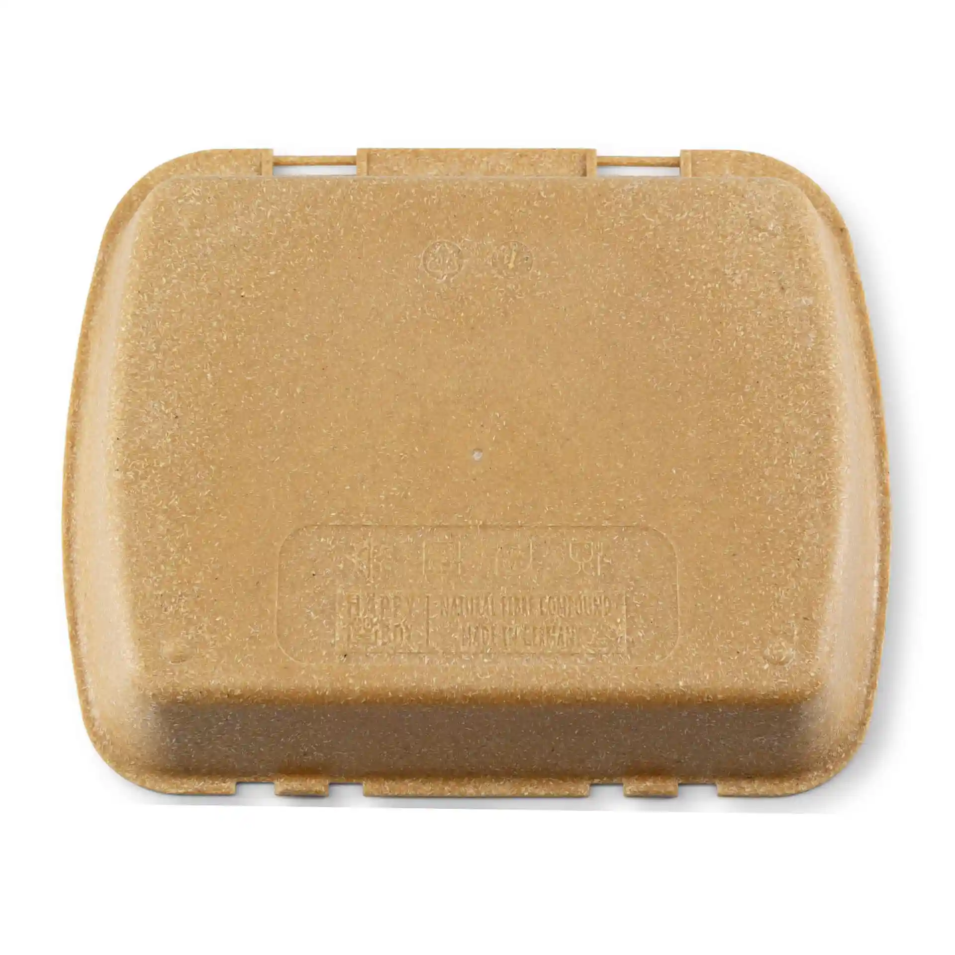 Brąski prostokątny pojemnik na menu wielokrotnego użytku z pokrywką, 24,5 x 20 x 4,5 cm, z materiału bio-kompozytowego.