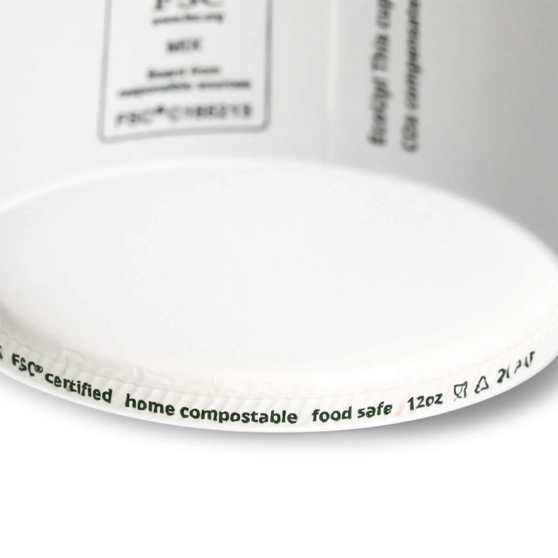 Papierowy kubek do lodów z białym wnętrzem i zewnętrzem; certyfikowany FSC, biodegradowalny i bezpieczny dla żywności, 12 oz.