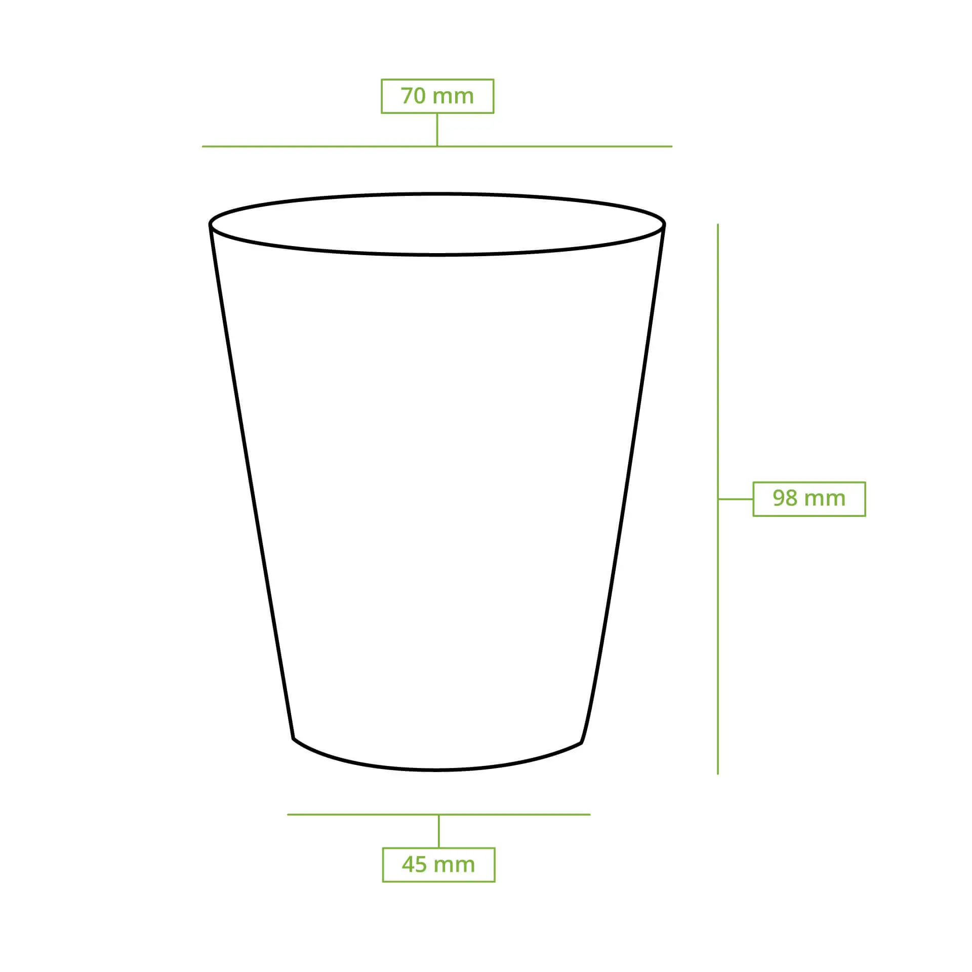 Kubek do automatów „EcoUp©” Ikony, 180 ml / 7,5 oz, Ø 70 mm, jednowarstwowy, biały, powłoka PLA