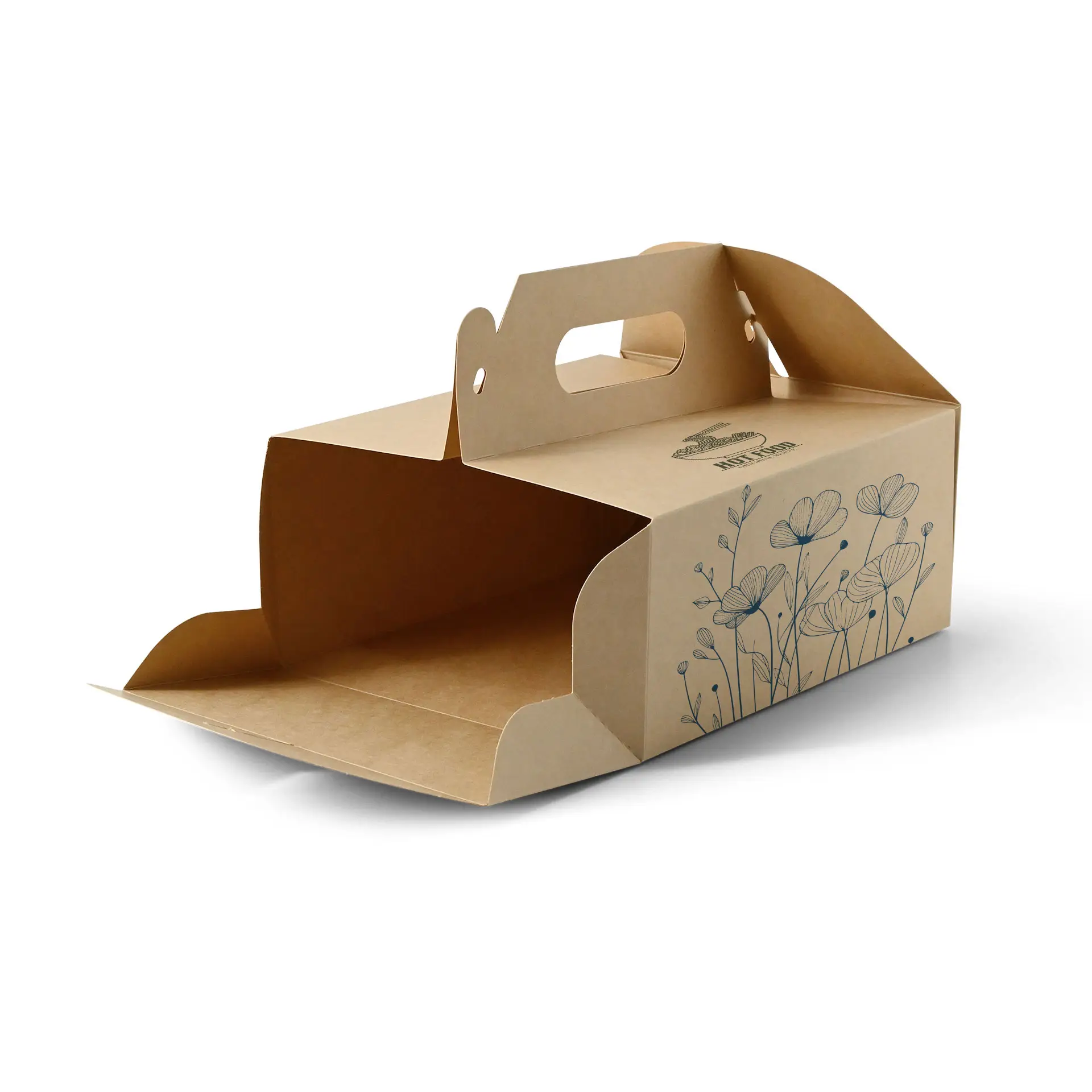 Pudełko na ciasto z nadrukiem, 21 x 16 x 9 cm, brązowe