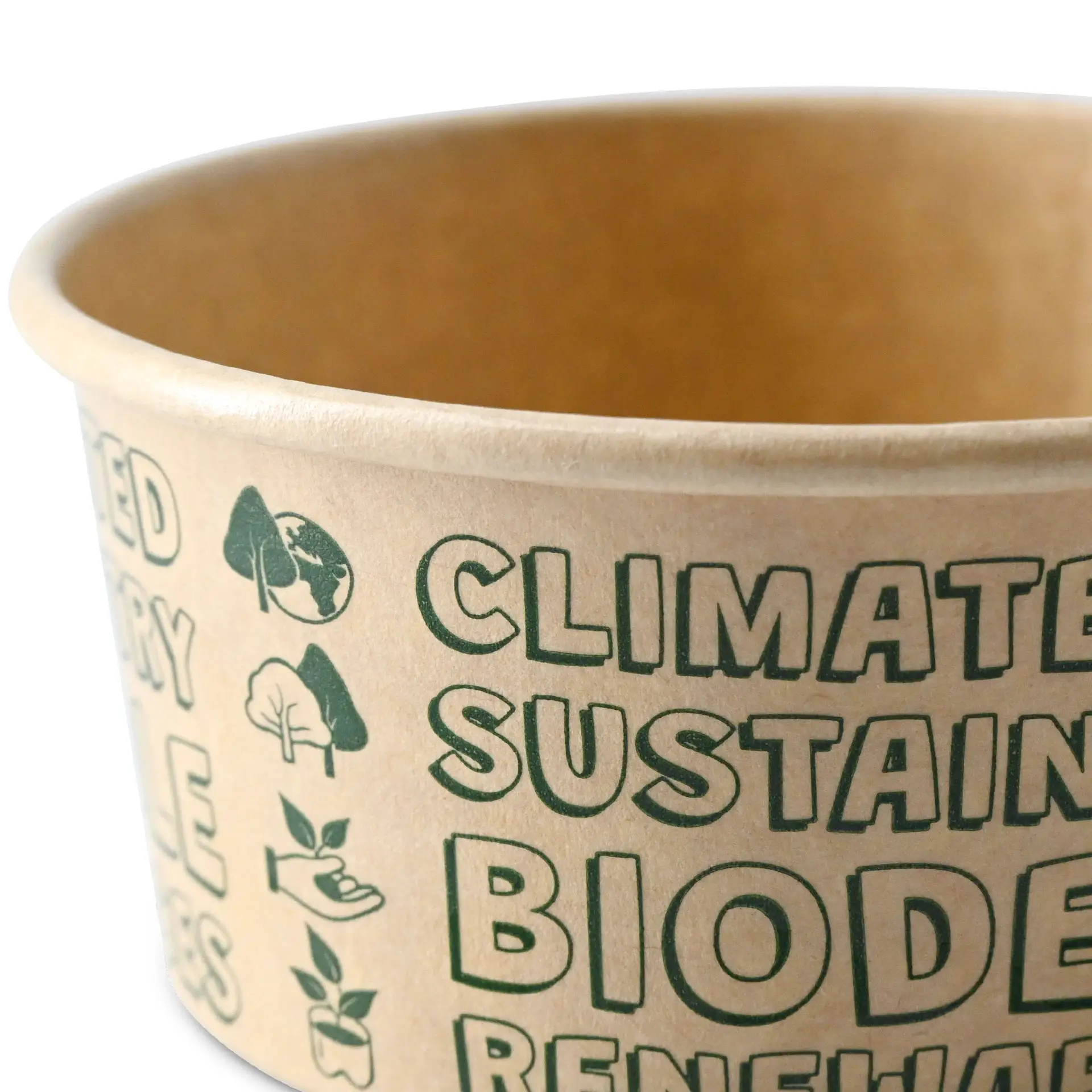 Eisbecher aus Pappe XS, 100 ml, max. 180 ml, Ø 92 mm, braun, EcoUp