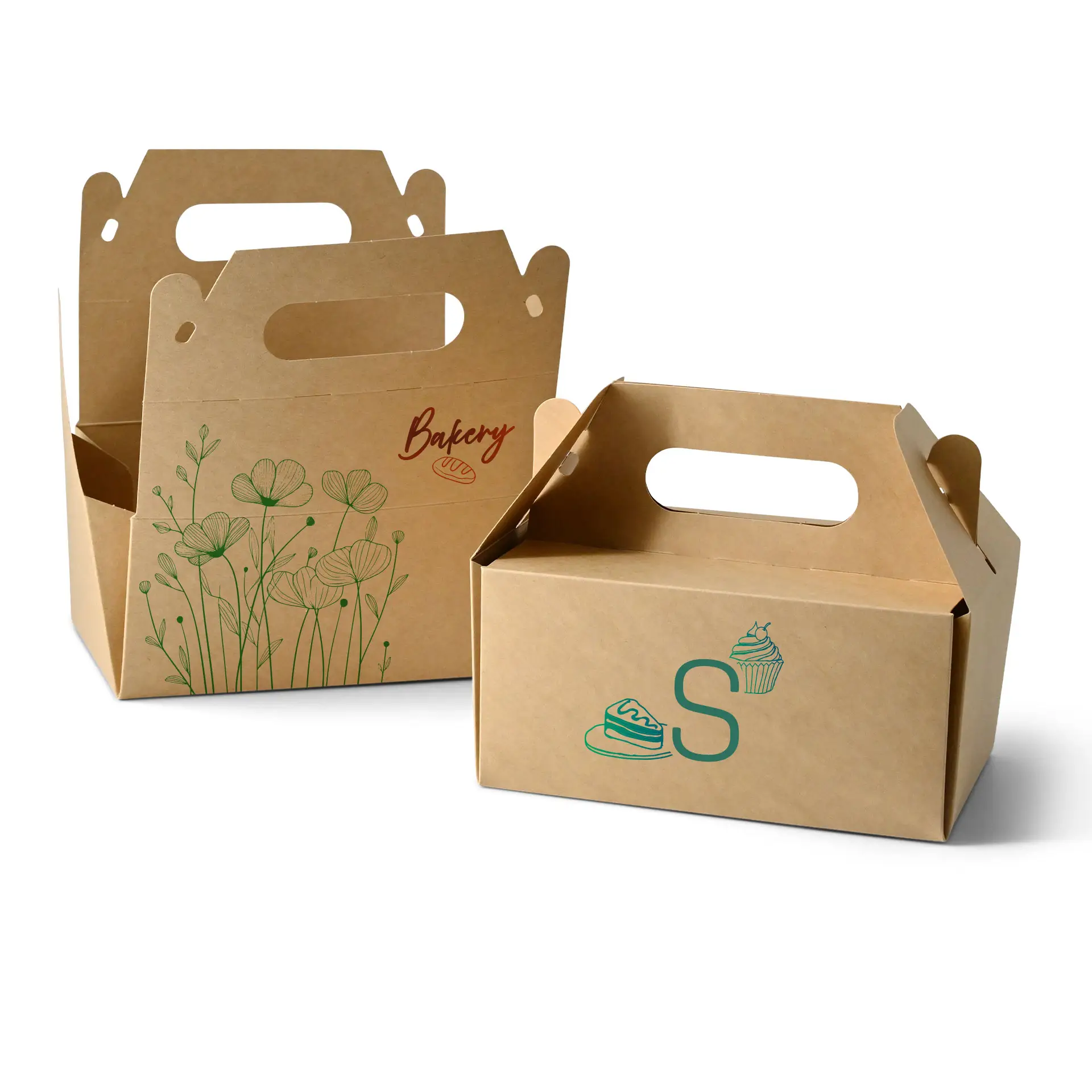 Pudełko na ciasto z nadrukiem, 18 x 11 x 9 cm, brązowe