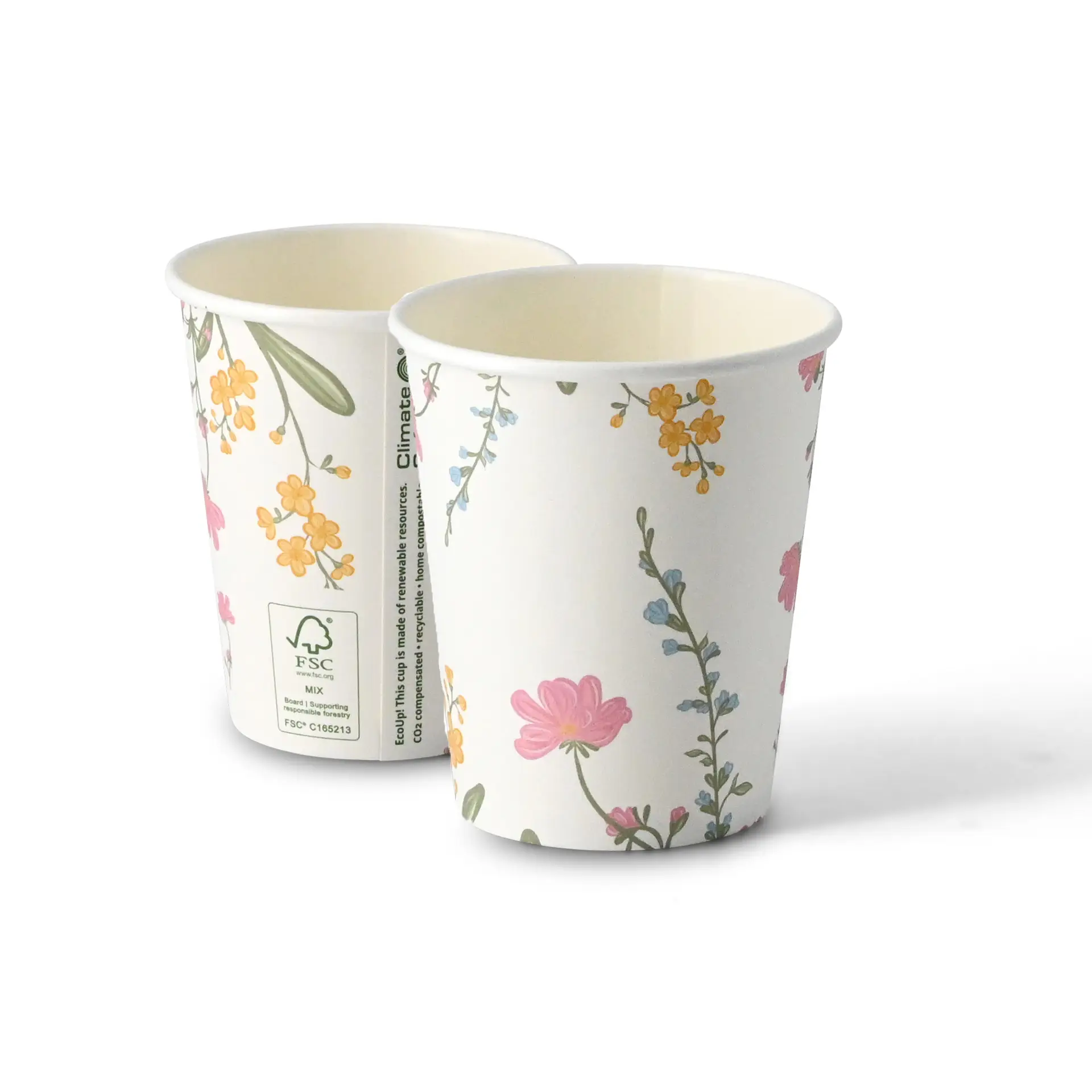 Pappbecher bedruckt "Frühling" 200 ml / 8 oz, Ø 80 mm, weiß