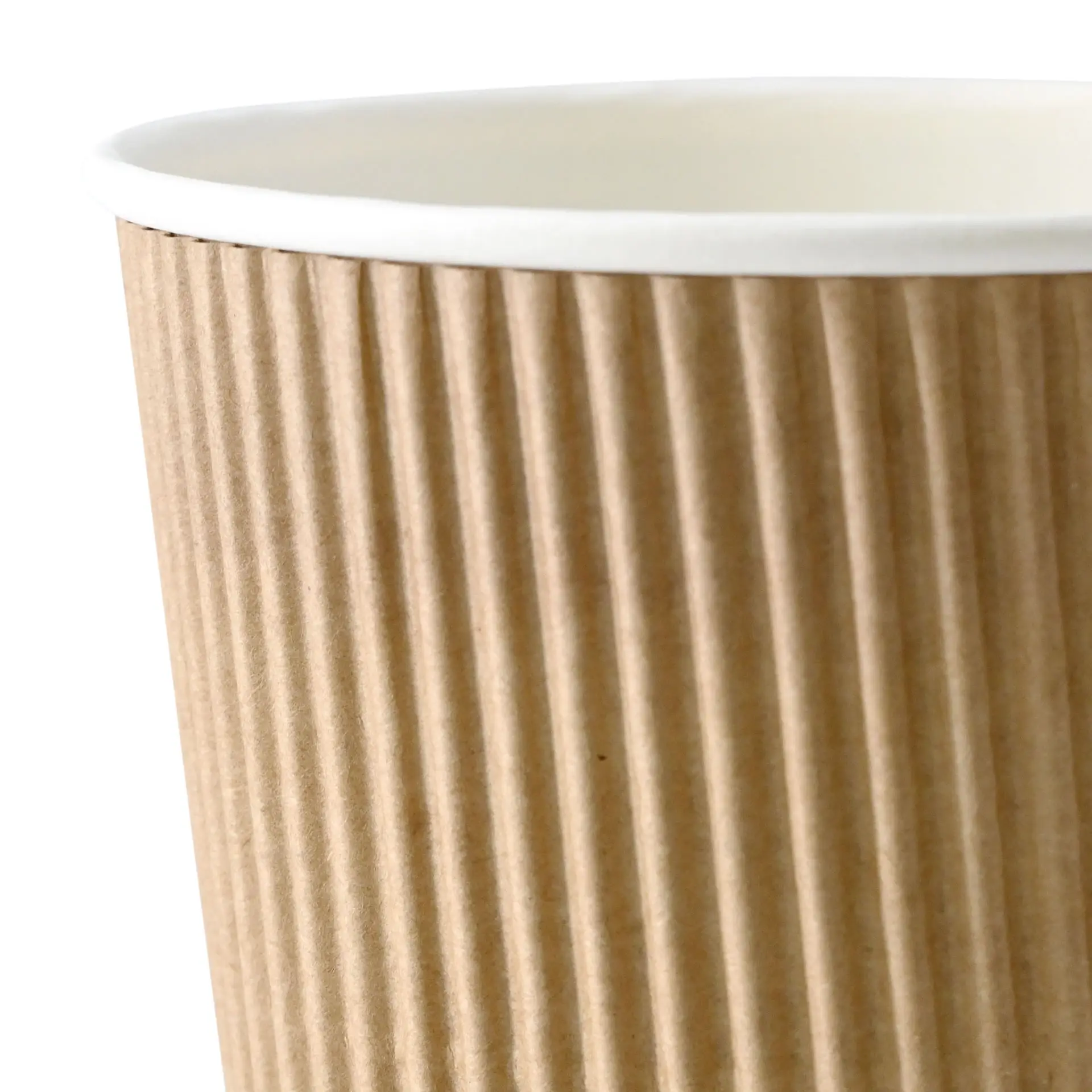 Brąski żebrowany kubek z białym wnętrzem, rozmiar 16 oz, pokazany pod kątem, który podkreśla żebrowaną teksturę.