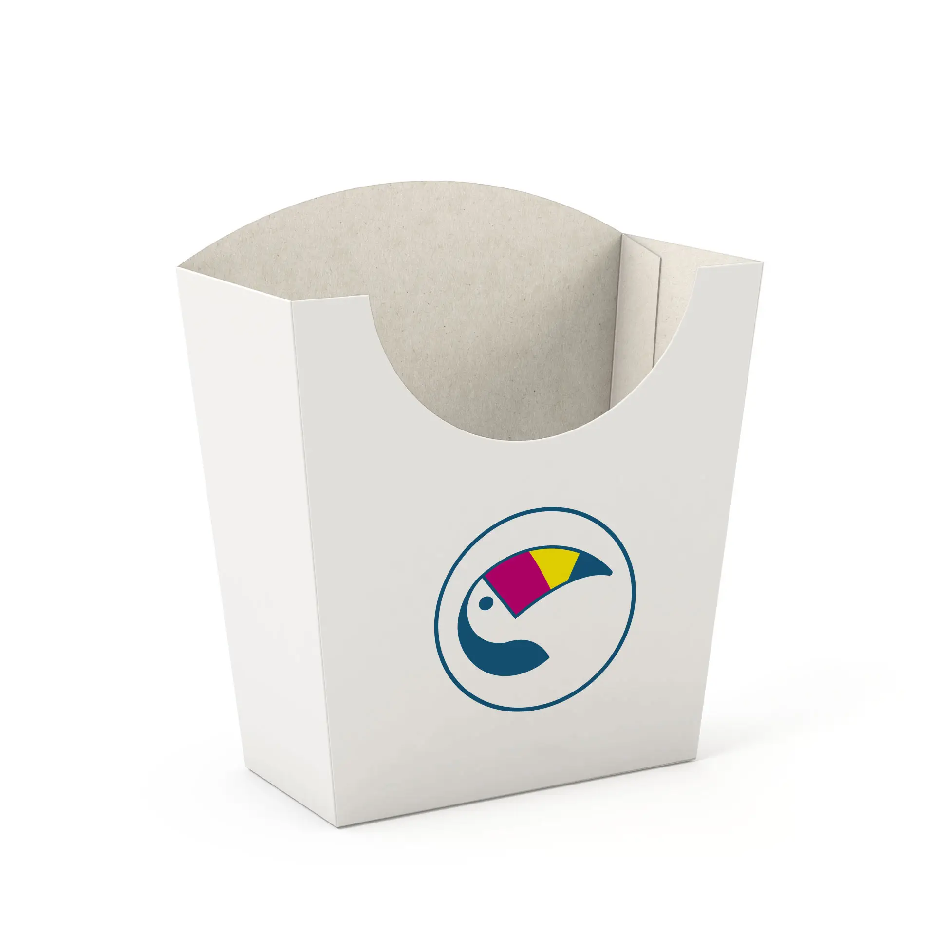 Nadrukowane pudełka na frytki, 12 x 5,9 x 13,5 cm, białe, prostokątne