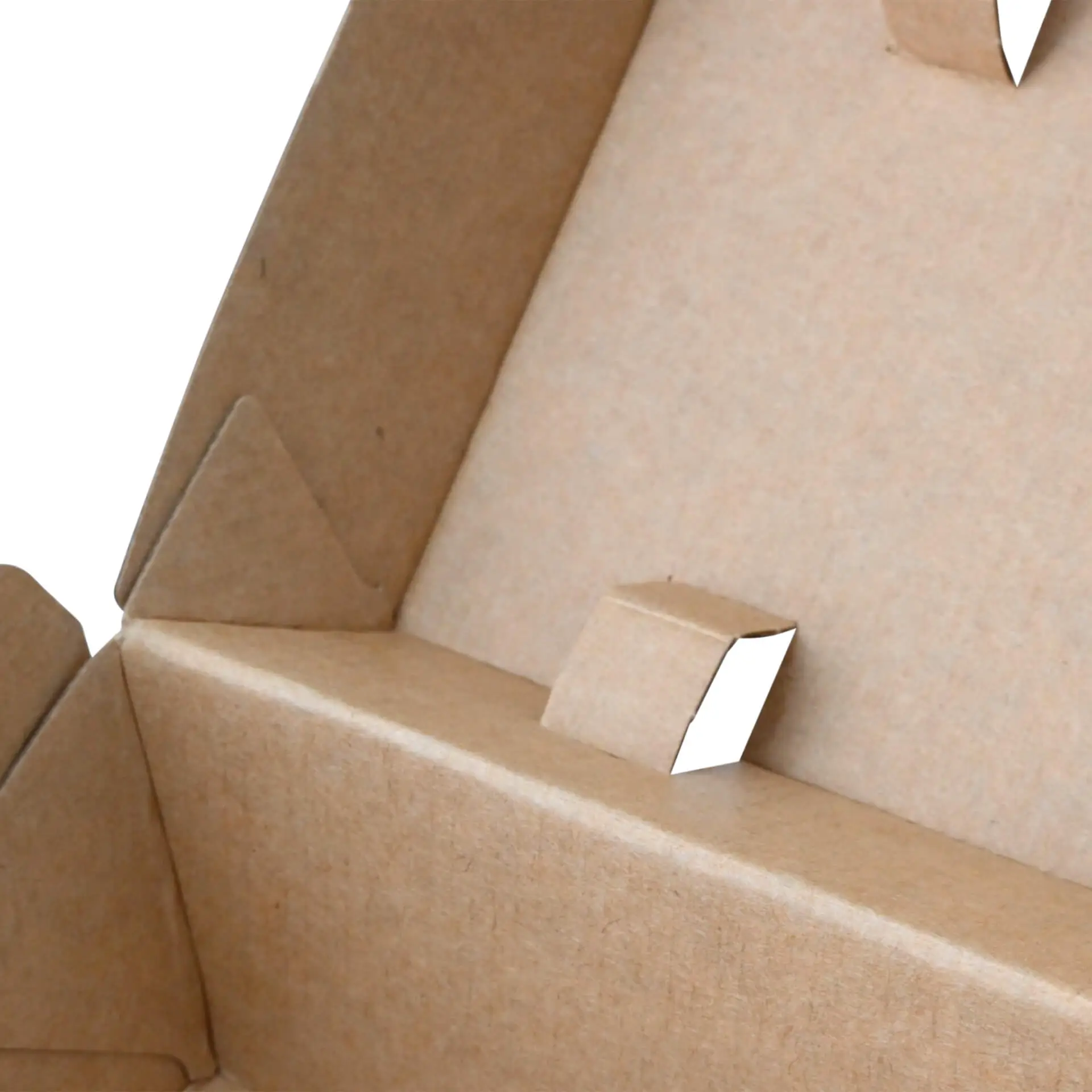 Solidne brązowe pudełko z kartonu kraft z zawiasowym wiekiem, idealne na jedzenie na wynos, z wewnętrznymi złożonymi klapami dla wentylacji.