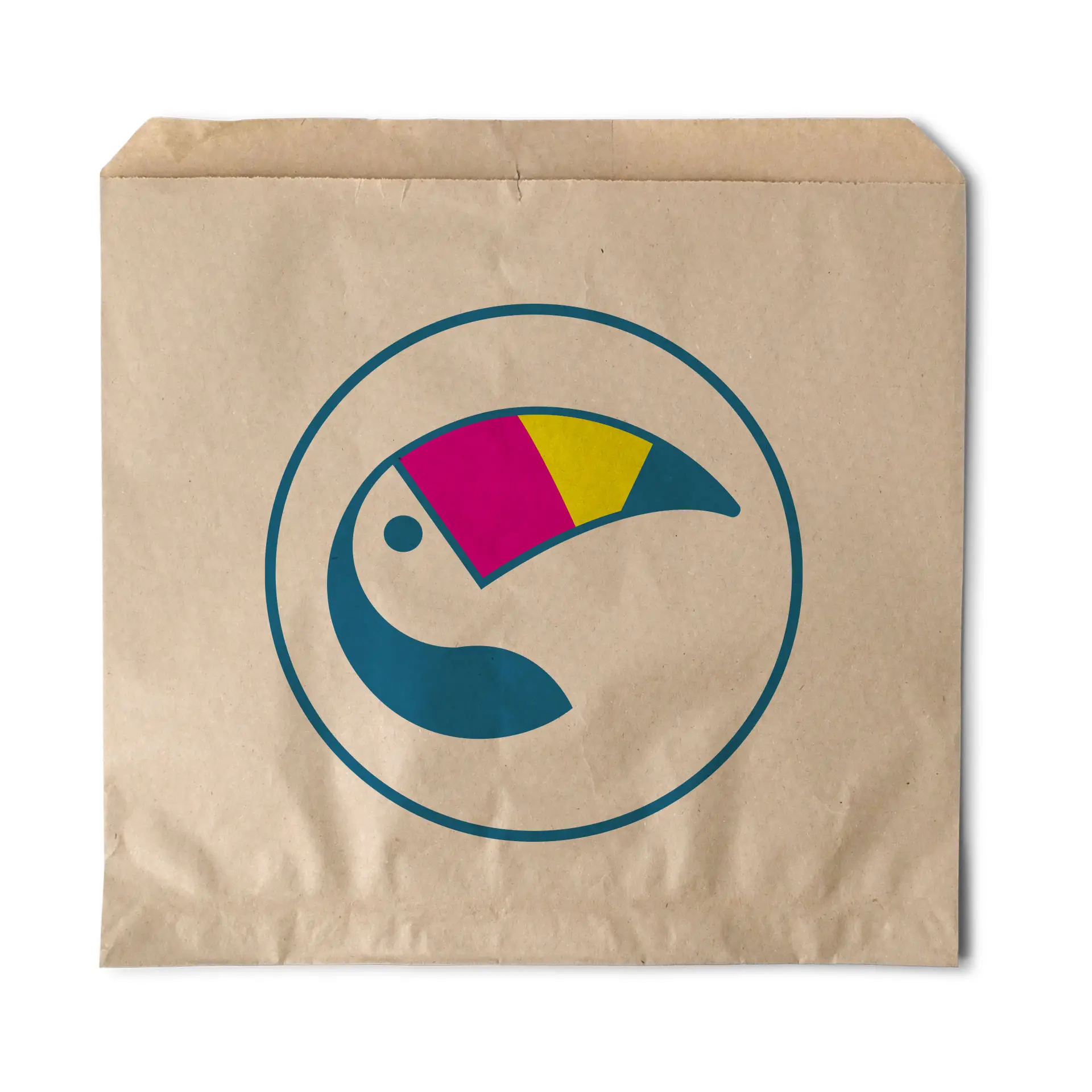 Torby płaskie z nadrukiem, brązowe, 24,5 × 25 cm