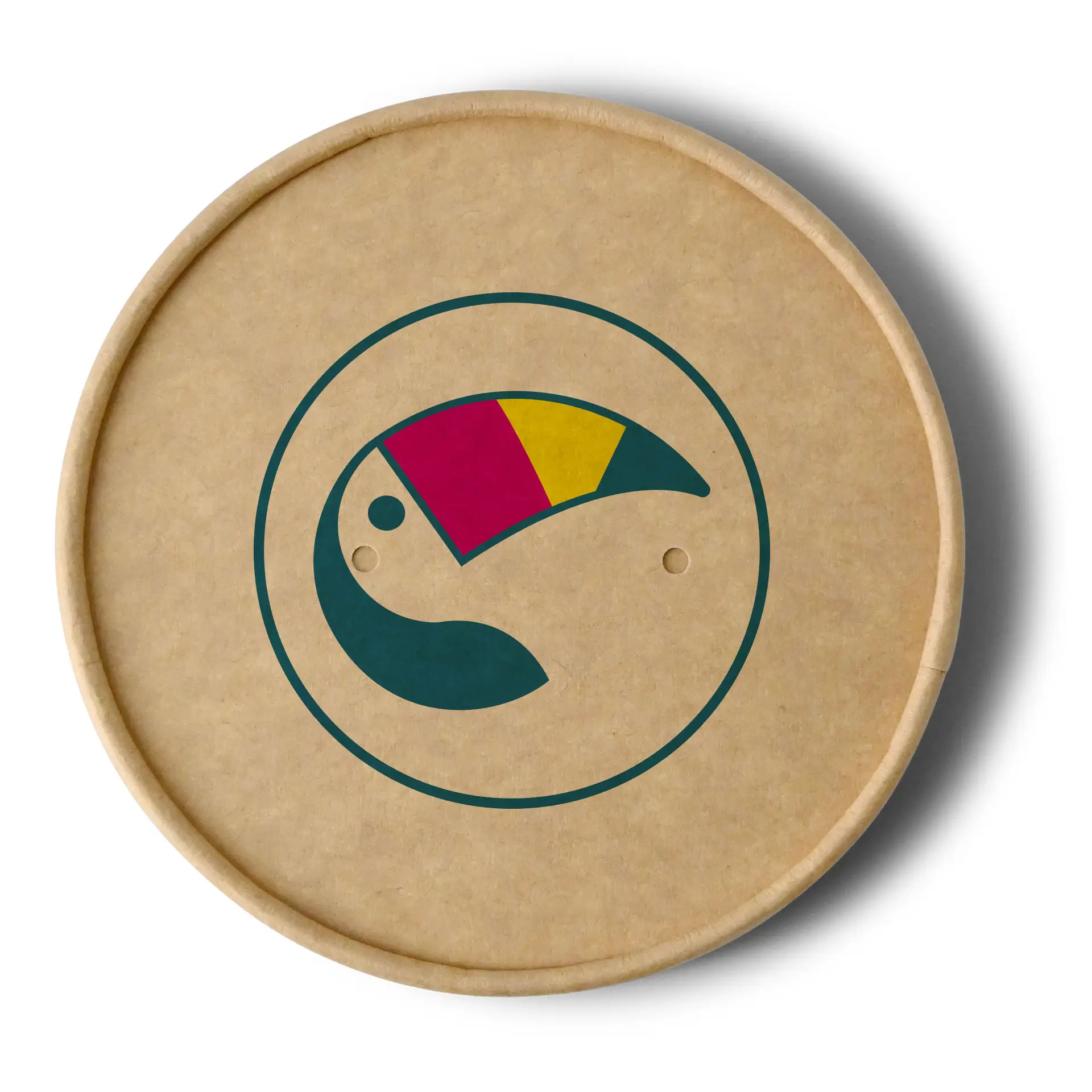 Bedruckte Membrandeckel für Suppenbecher, ⌀ 95 mm, braun, PE-beschichtet