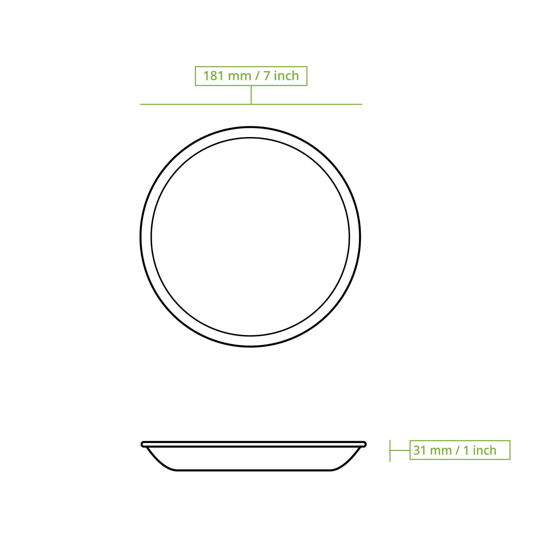 Głęboki talerz z liści palmowych, średnica 18 cm z wąskim brzegiem; lekki, łatwy do układania i odporny na tłuszcz.
