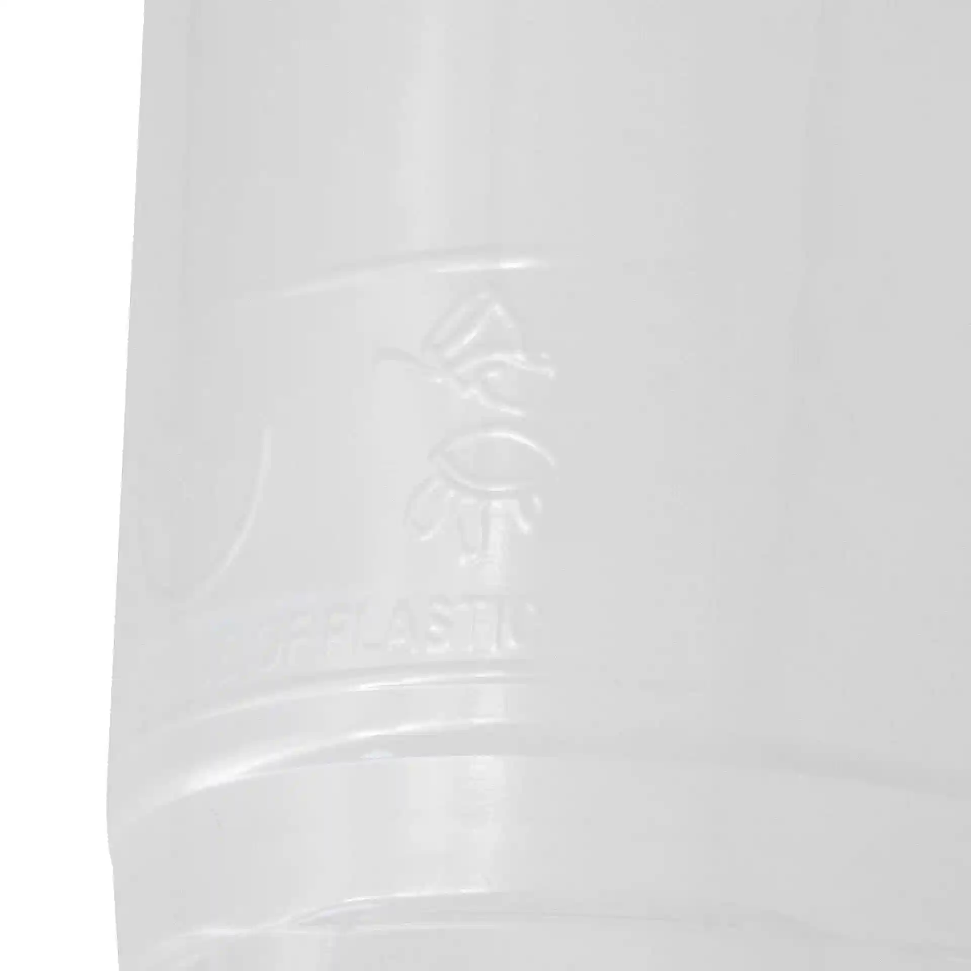 Przezroczysty kubek plastikowy 16 oz o średnicy 95 mm i wysokości 126 mm, z symbolem i tekstem.