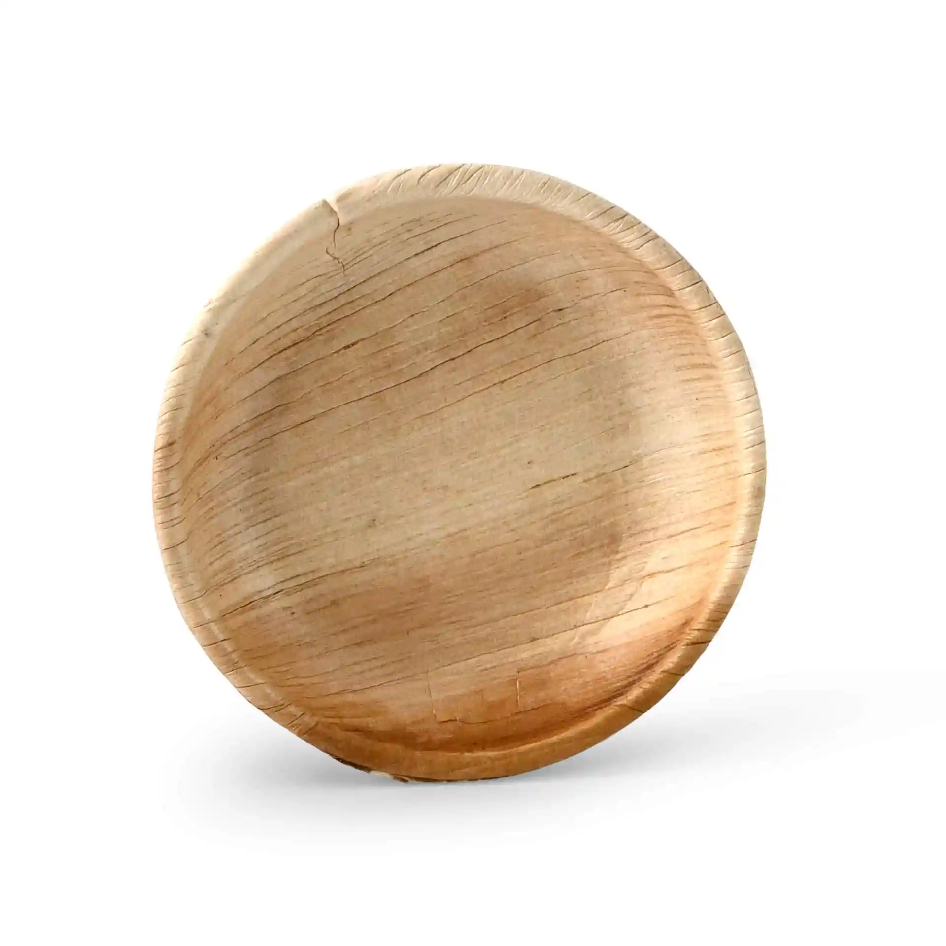 Okrągła miska z liści palmowych o fakturze, średnica 100 mm, wysokość 20 mm.
