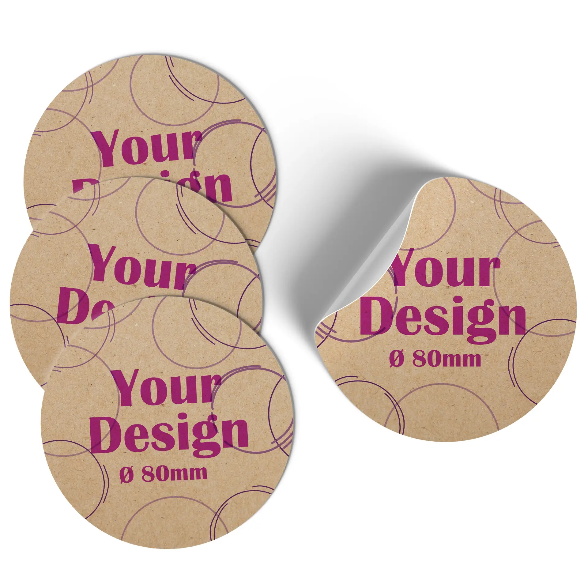 Brąski okrągły podkładka z zielonym wzorem tukana i średnicą 8 cm.