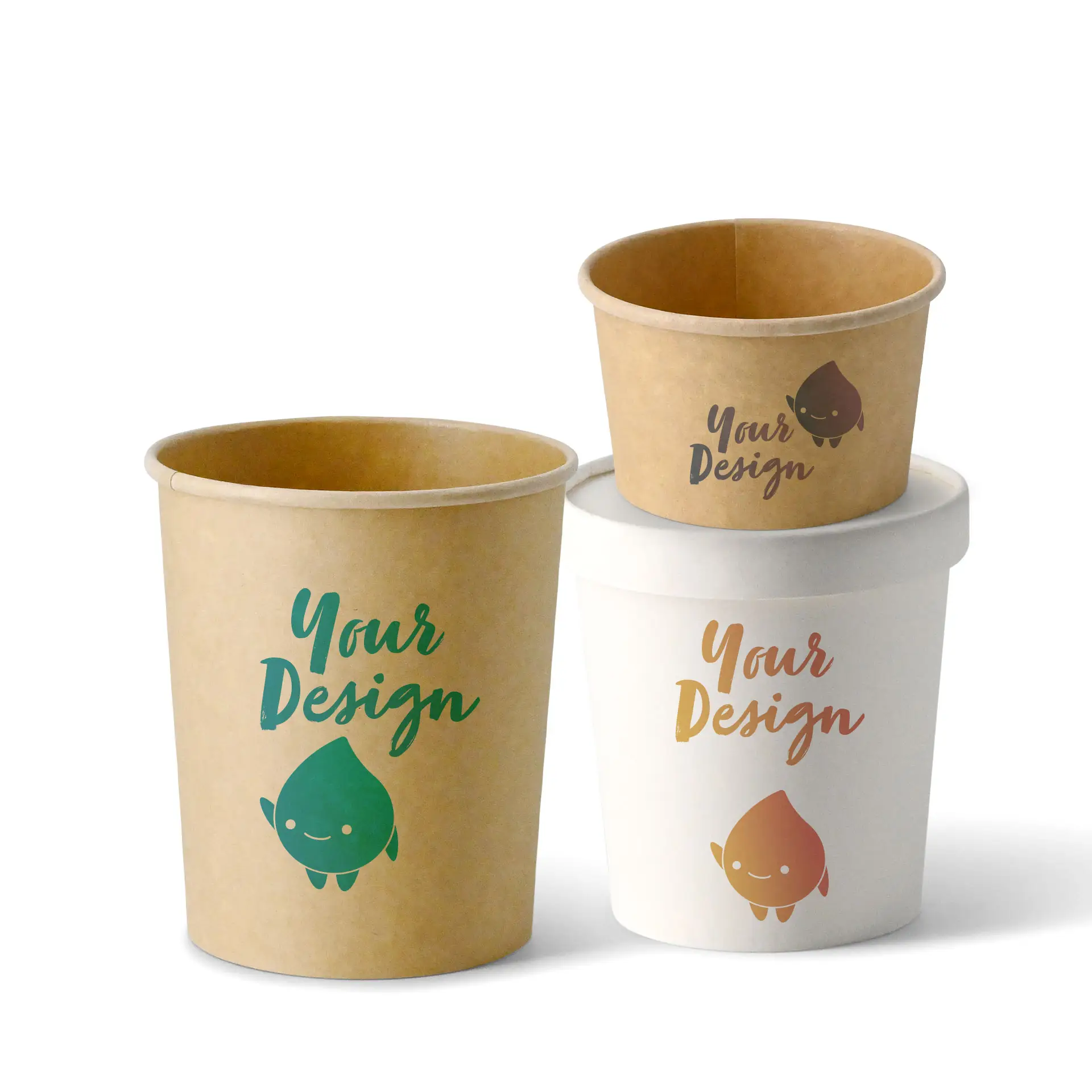 Suppenbecher to go bedruckt, 400 ml, Ø 95 mm, weiß, PLA-beschichtet