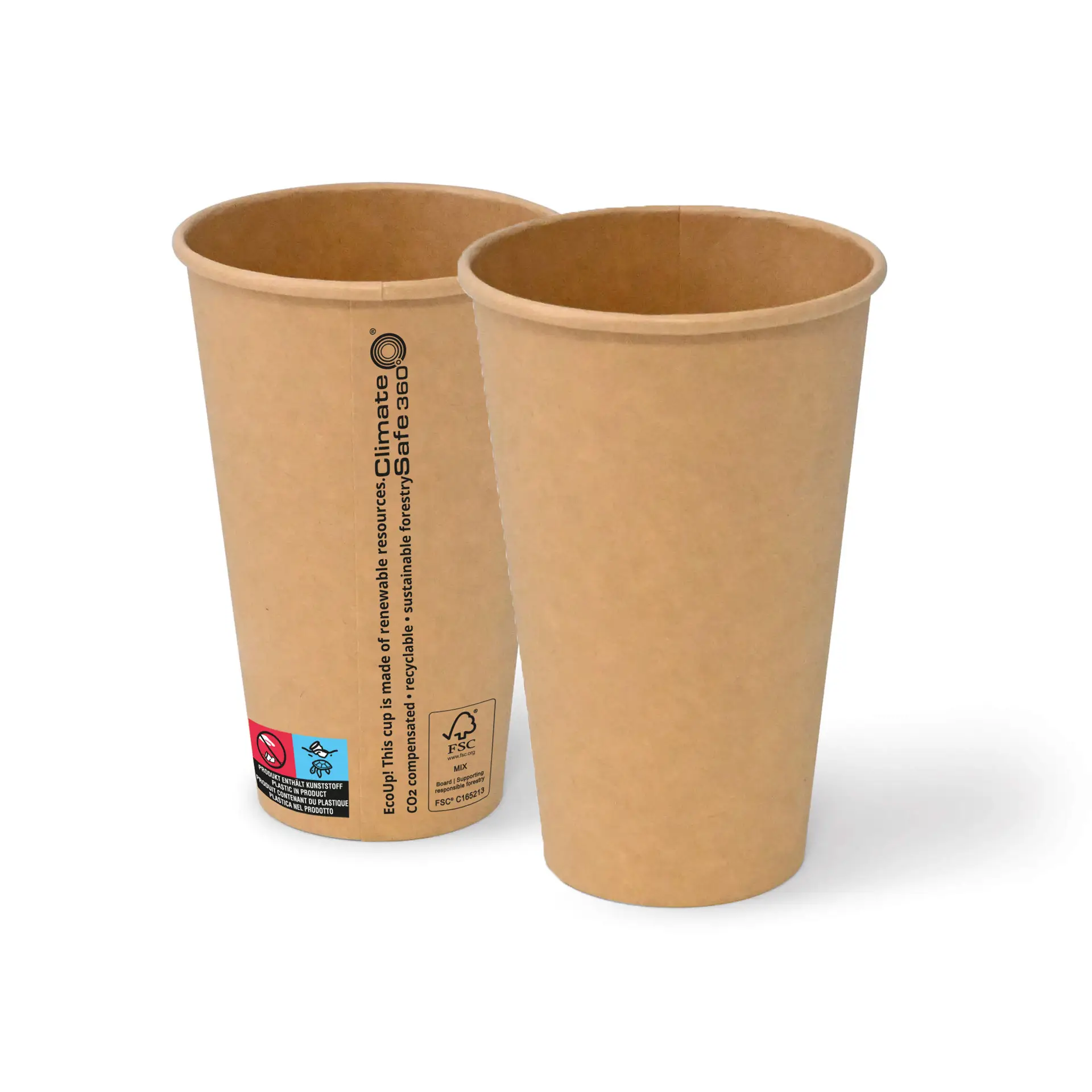 Pappbecher (beschichtet) 400 ml / 16 oz, Ø 90 mm, braun