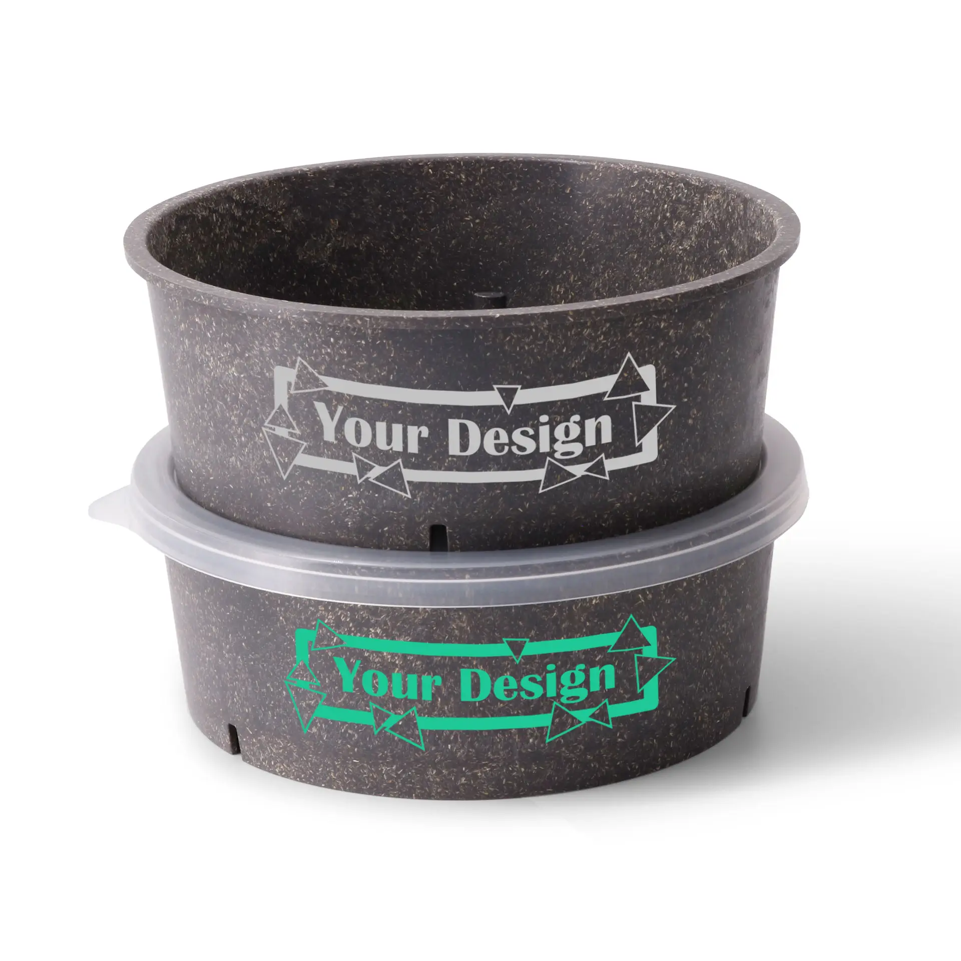 Miska wielorazowa z nadrukiem, 1000 ml, szara