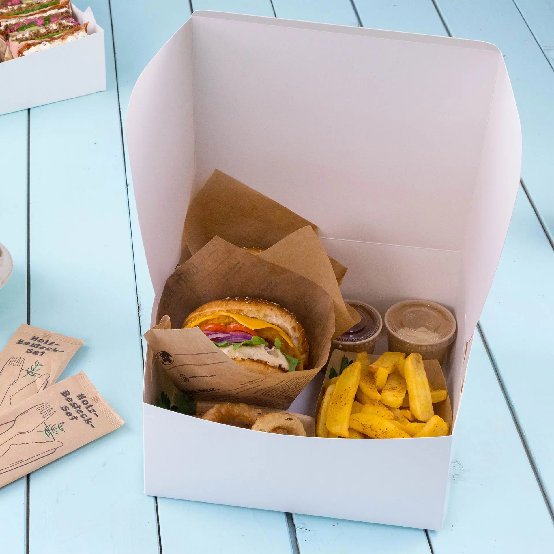 Torten Karton M, 23 x 23 x 10 cm, weiß