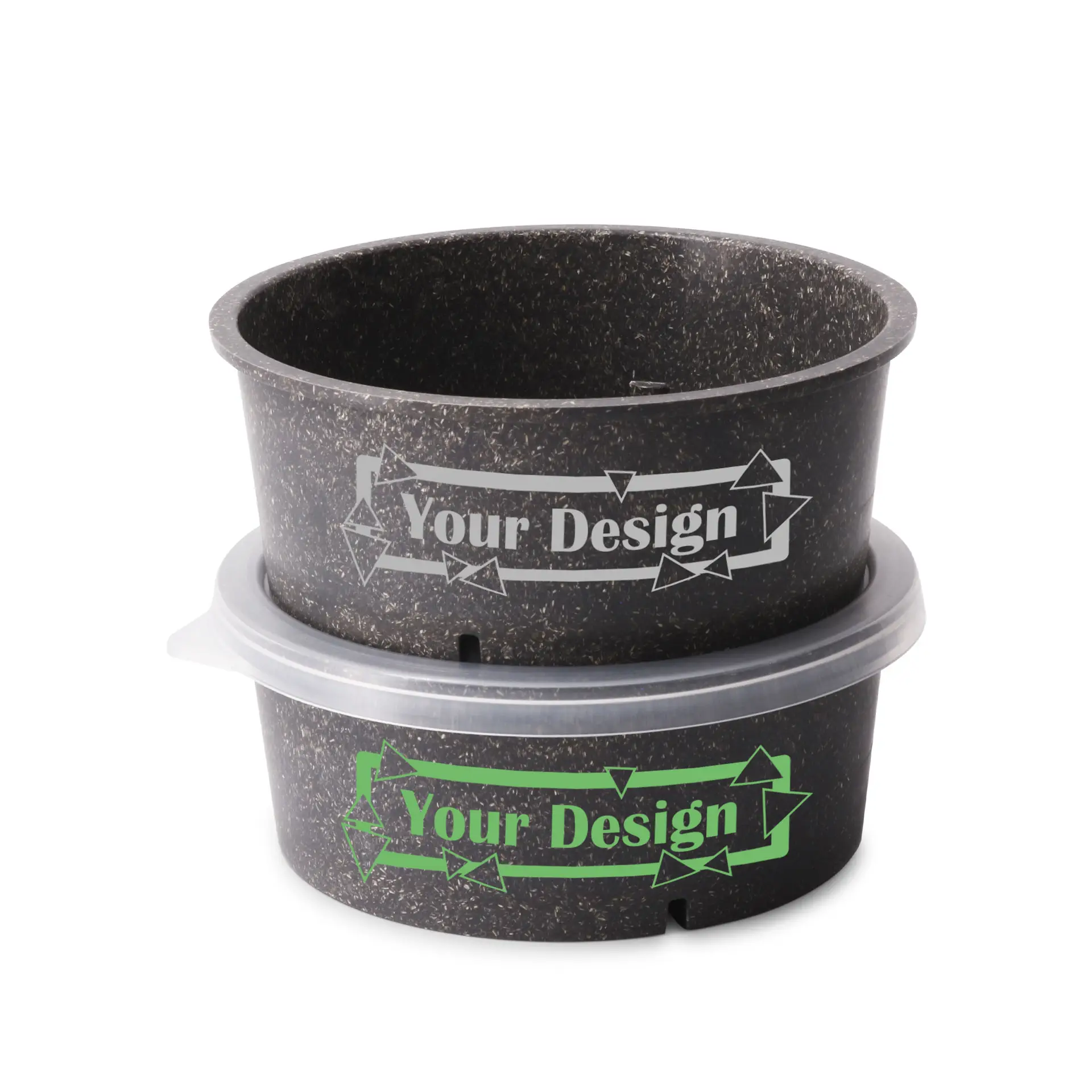 Miska wielorazowa z nadrukiem, 650 ml, szara