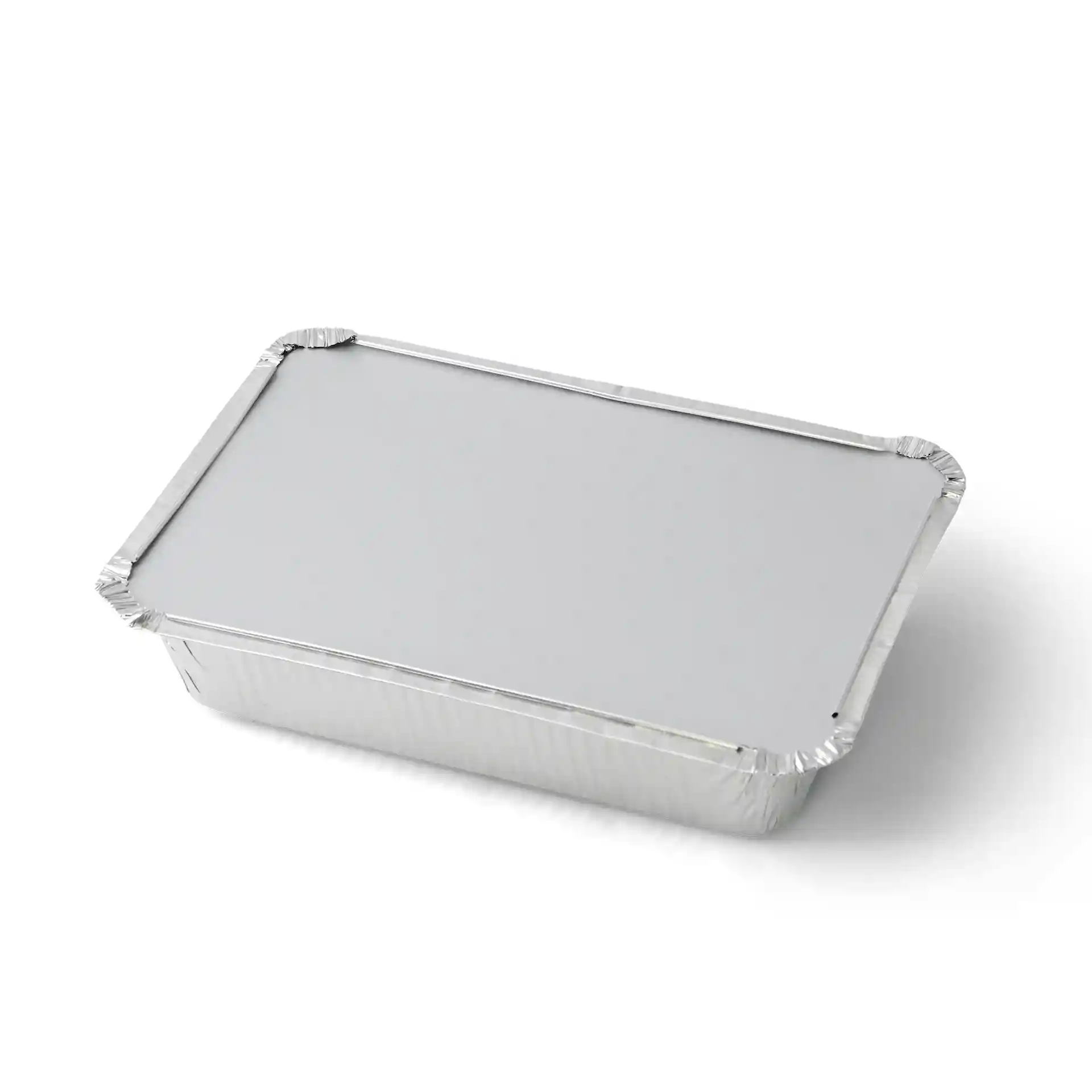 Prostokątny aluminiowy pokrywka do pojemnika 845 ml, o wymiarach 205 mm na 140 mm, z gładką powierzchnią.
