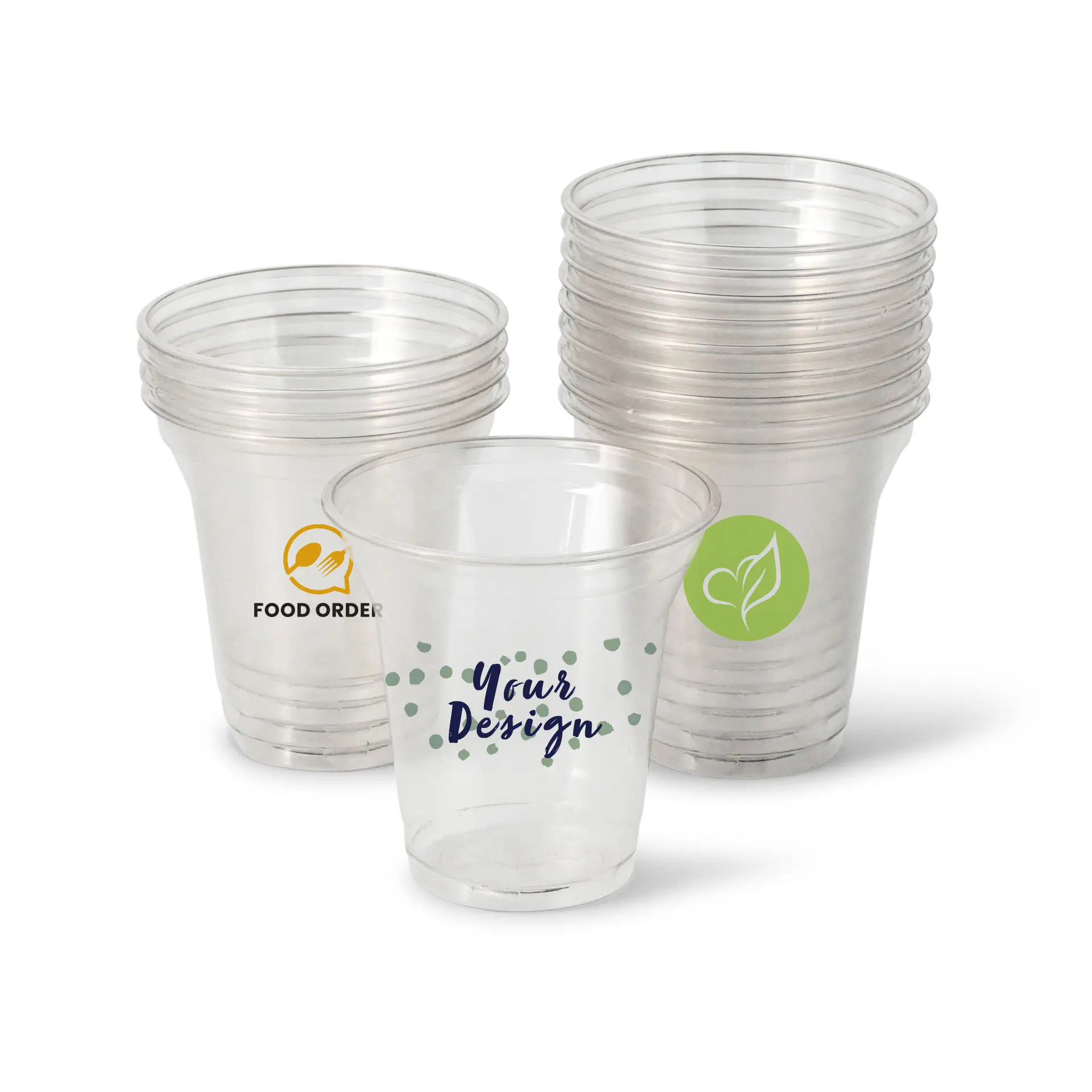 Kubki plastikowe z nadrukiem 200 ml / 8 oz, przezroczyste, rPET