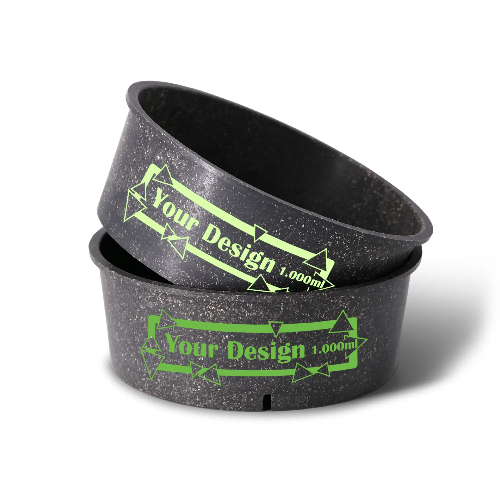 Miska wielorazowa z nadrukiem, 1000 ml, szara