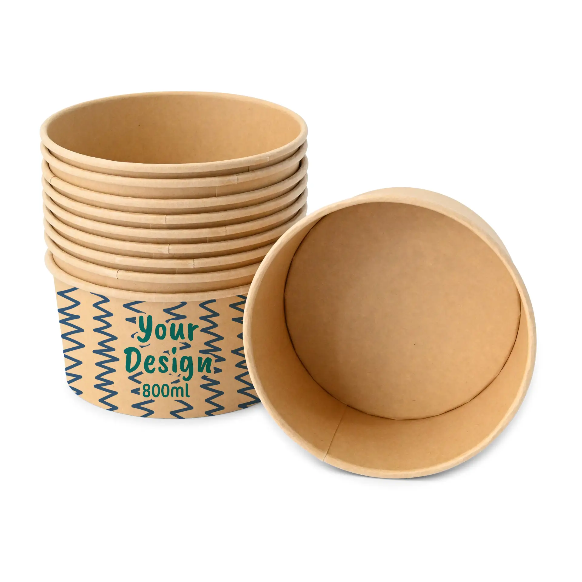 Miski sałatkowe z nadrukiem / Bowls personalizowane, 800 ml, Ø 150 mm, brązowe, powłoka PLA