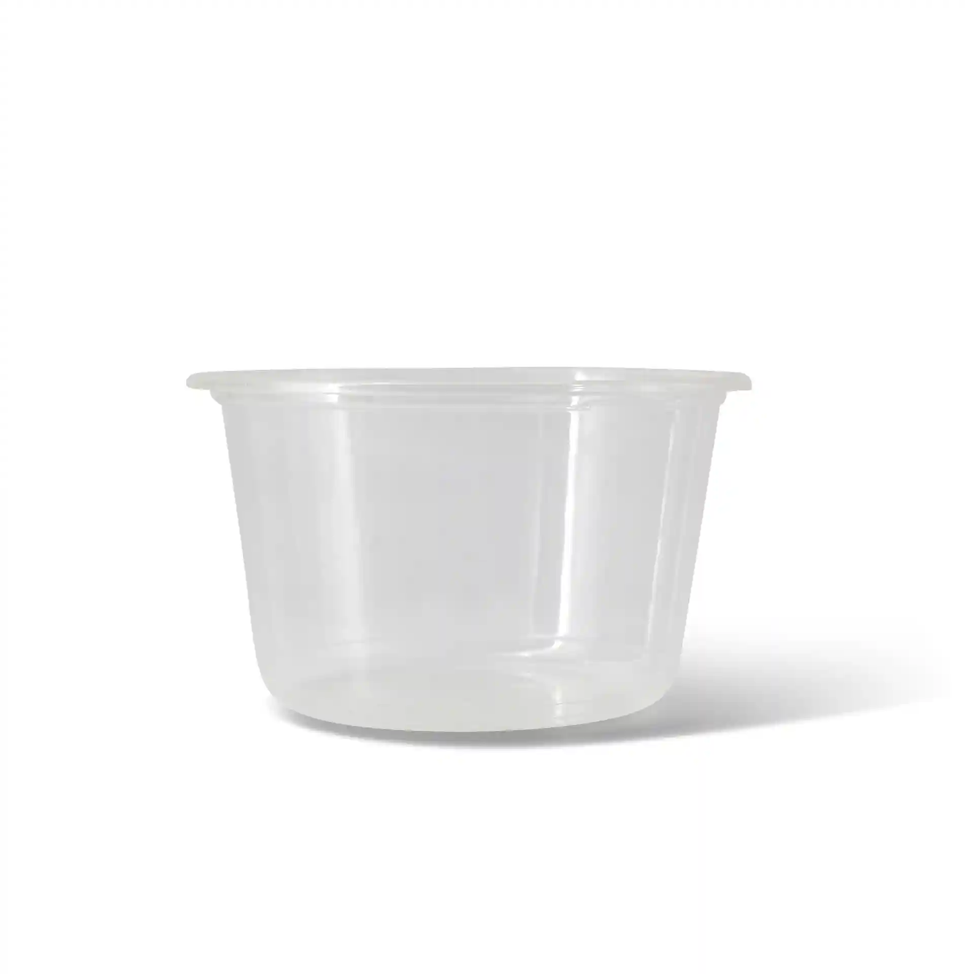 Przezroczysty okrągły pojemnik deli o pojemności 500 ml, średnica 121 mm i wysokość 74 mm.