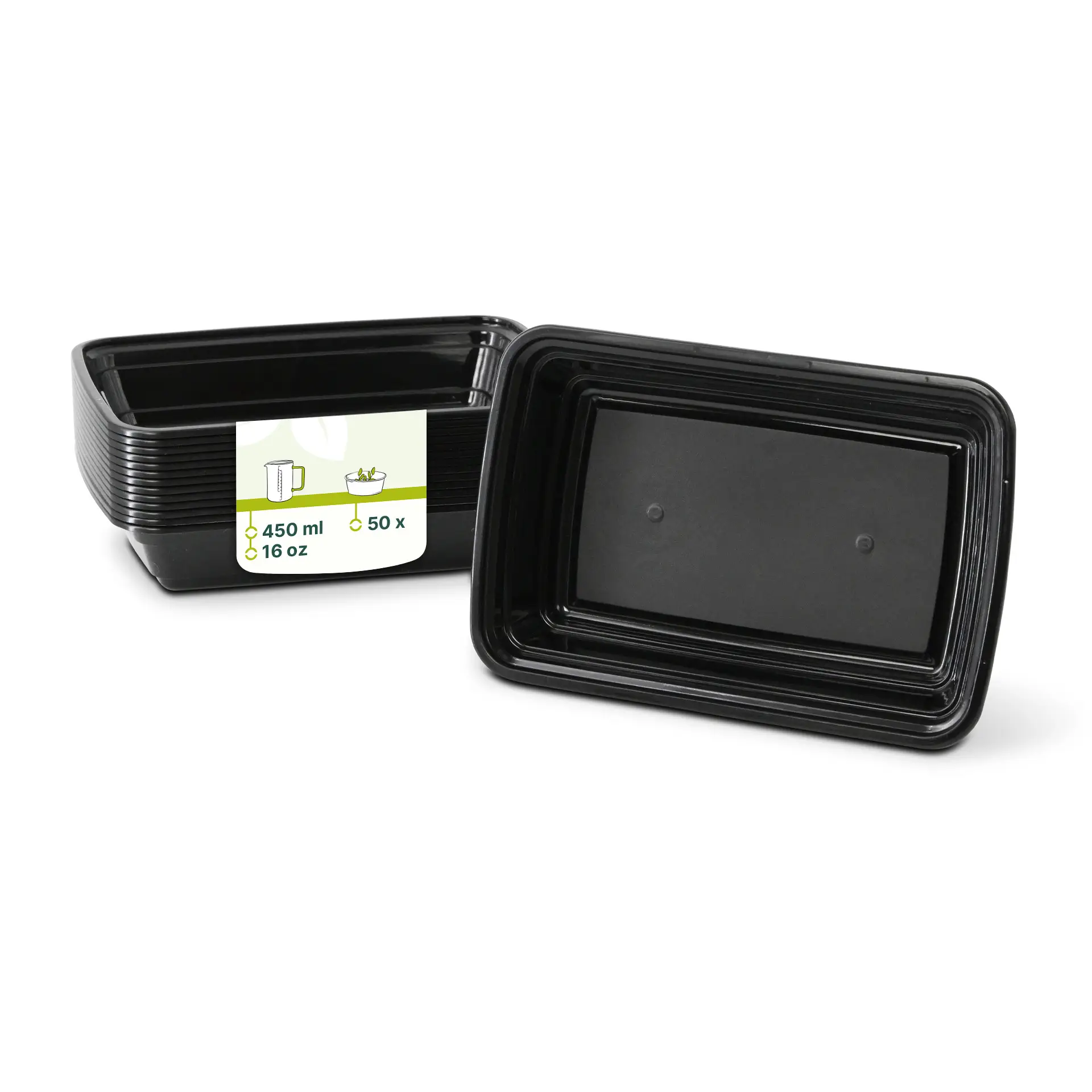 Pojemnik wielorazowy z PP 450 ml, prostokątny, czarny