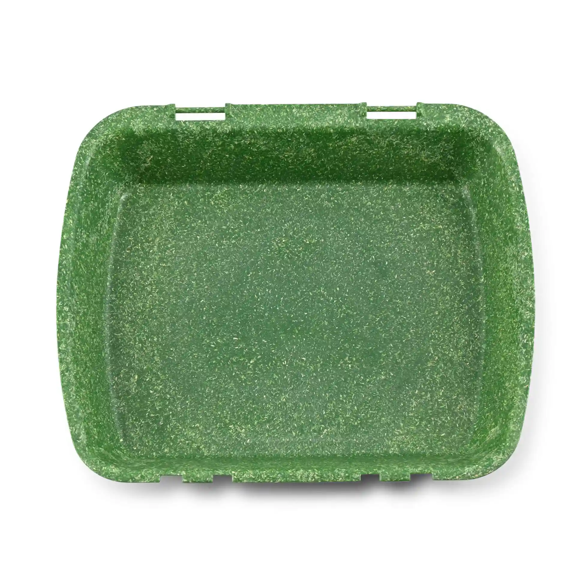 Prostokątny zielony wielokrotnego użytku pojemnik na menu z teksturowaną powierzchnią, 24,5 x 20 x 4,5 cm.