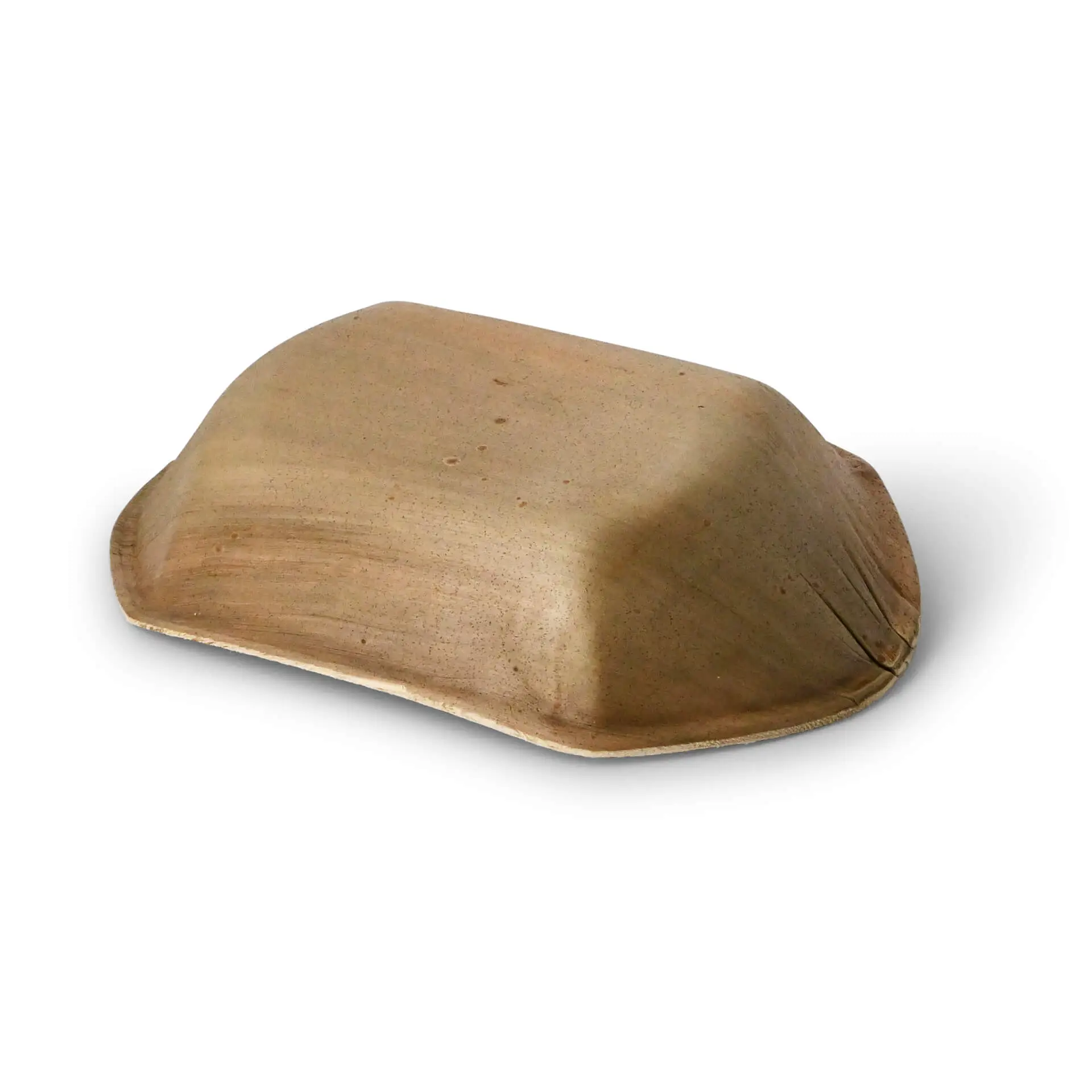 Łódka z liści palmowych, 20 cm, z naturalnym usłojeniem; zaprojektowana do serwowania jedzenia, odporna na tłuszcz i wilgoć, kompostowalna.