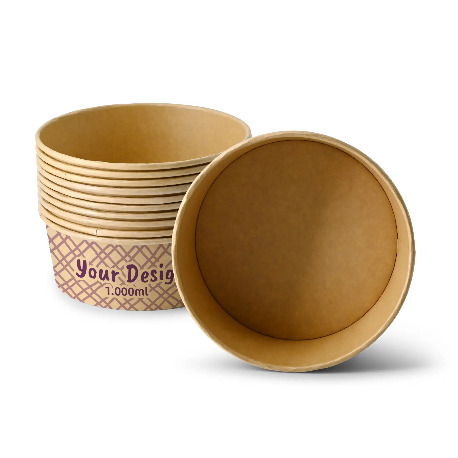 Miski sałatkowe z nadrukiem / Bowls personalizowane, 1000 ml, Ø 185 mm, brązowe, powłoka PE