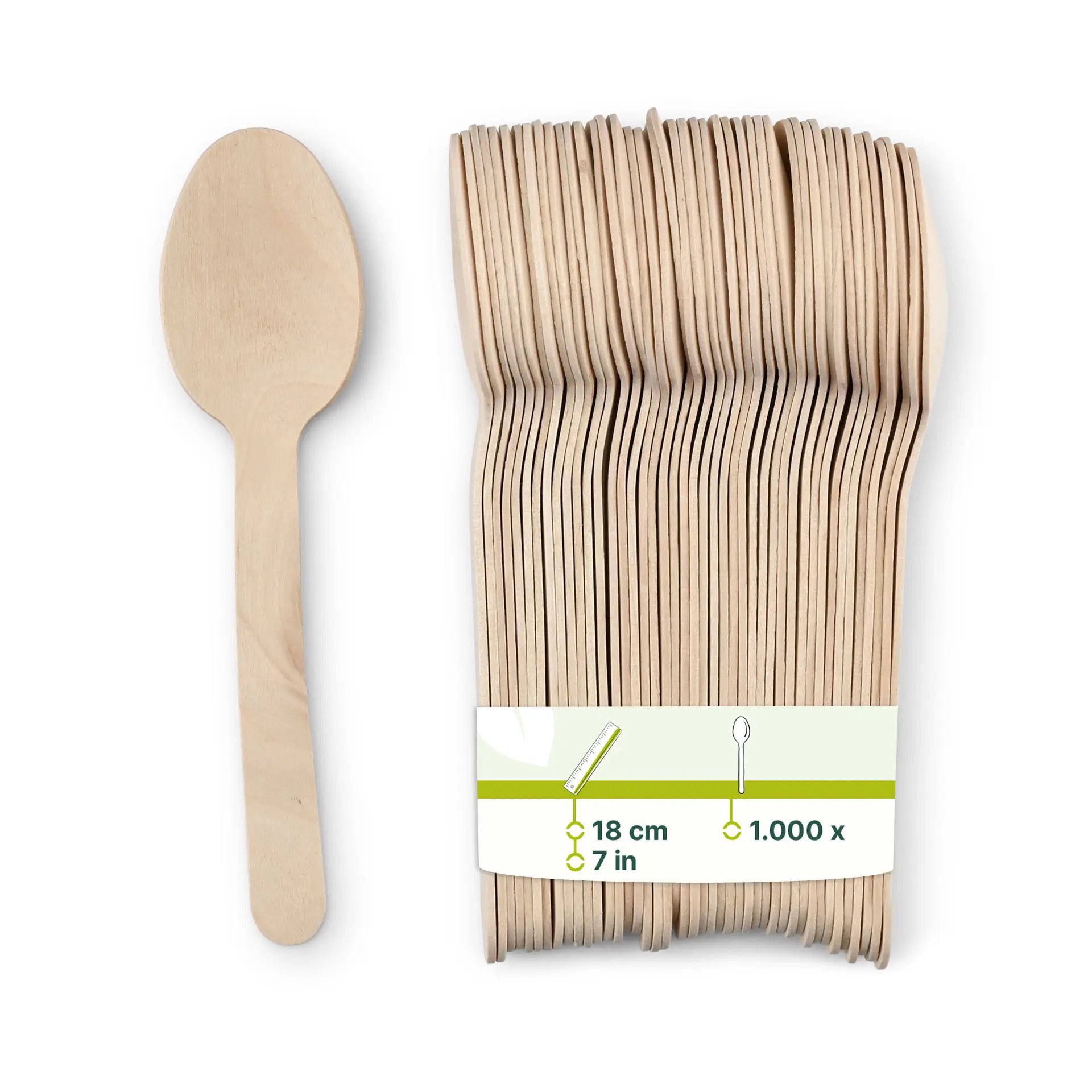 Drewniane łyżki w opakowaniu, 18 cm długości, z brązowego drewna z bio-powłoką.