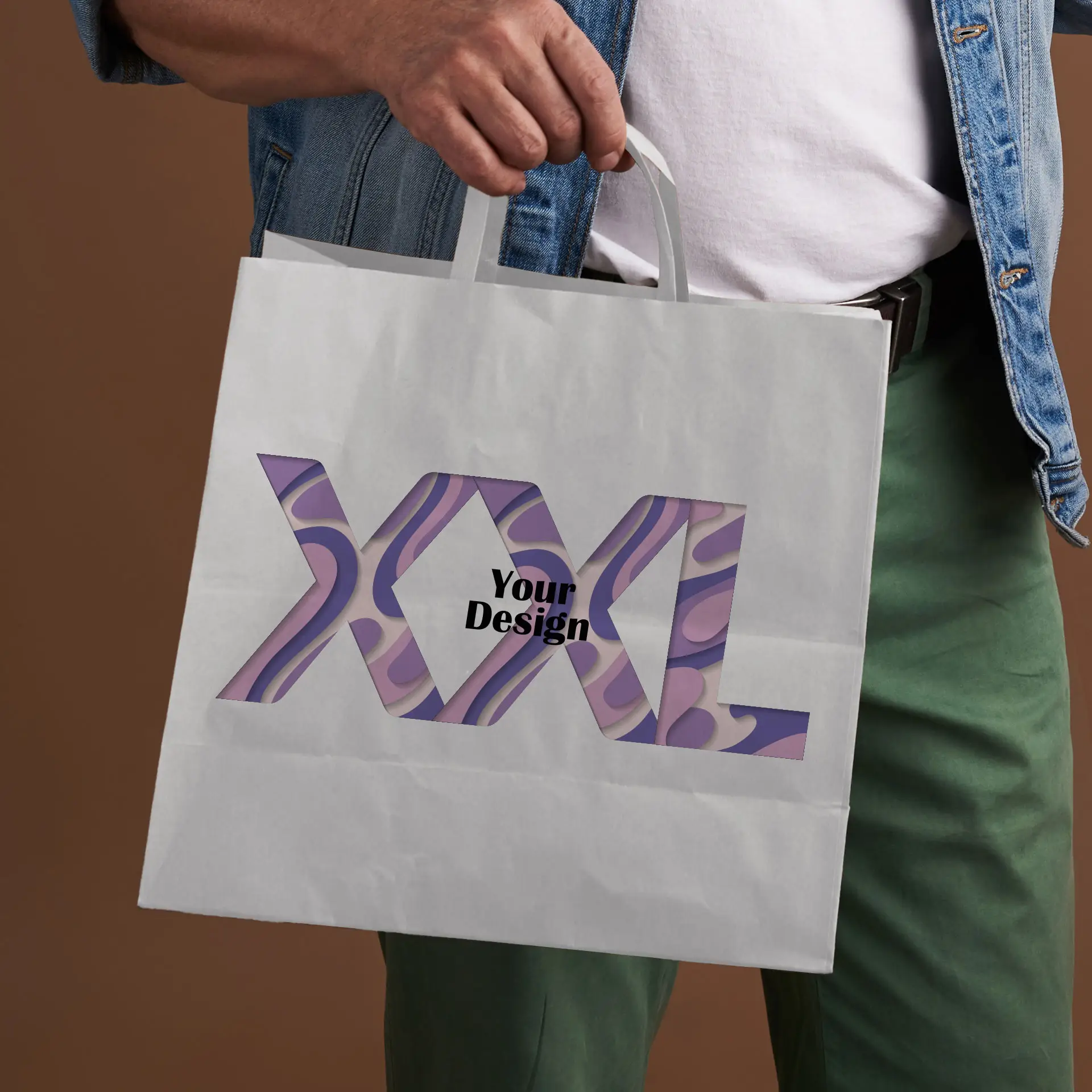 Papiertragetaschen bedrucken, XXL - 32 x 22 x 27 cm, weiß