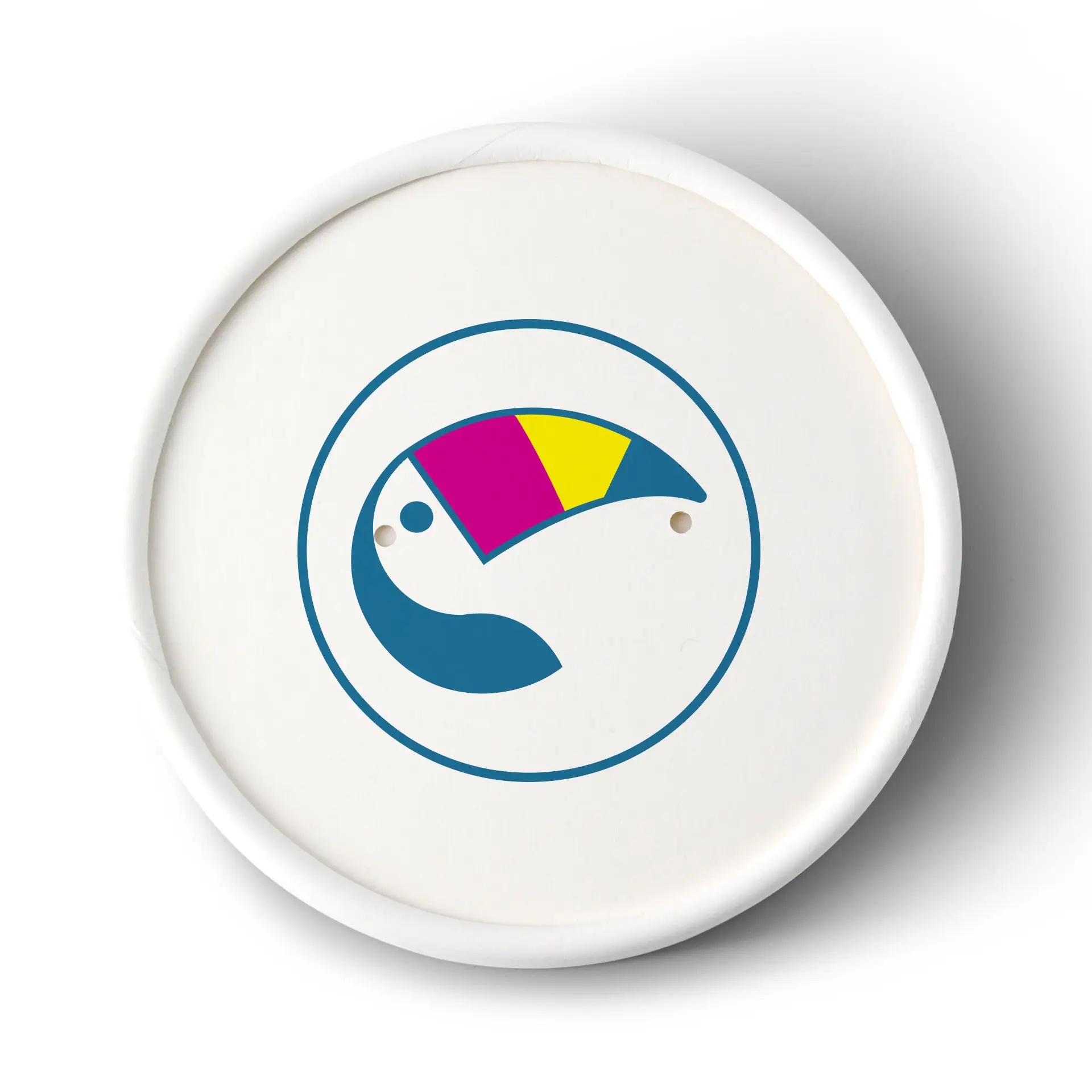 Bedruckte Membrandeckel für Suppenbecher, ⌀ 90 mm, weiß, PLA-beschichtet