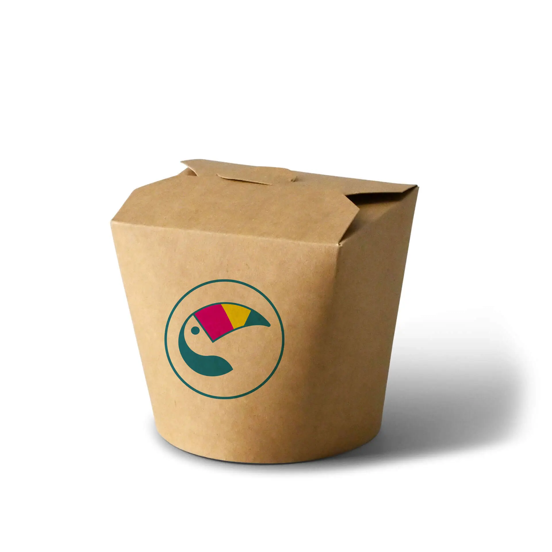Pudełka na makaron z nadrukiem, 650 ml, brązowe, powłoka PLA
